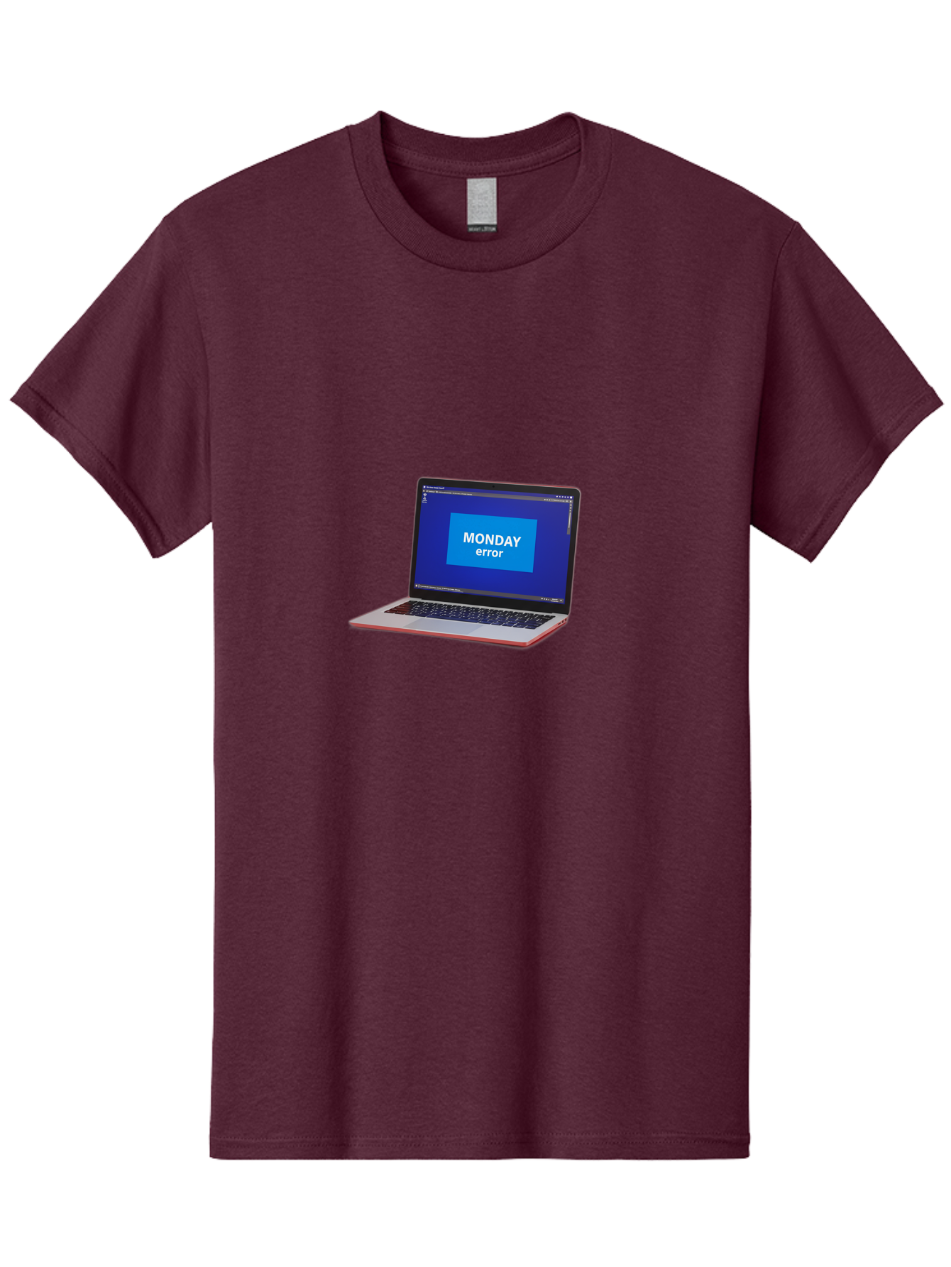 Monday-Error-5 Men'S Graphic Tee, 100% Cotton, Comfortable Casual Summer Wear, Machine Washable, Laptop Screen With Error Message, Monday Blues, Tech Glitch, Modern Laptop, Blue Screen, Modern Technology, Digital Error, Tech Issue, Bae524