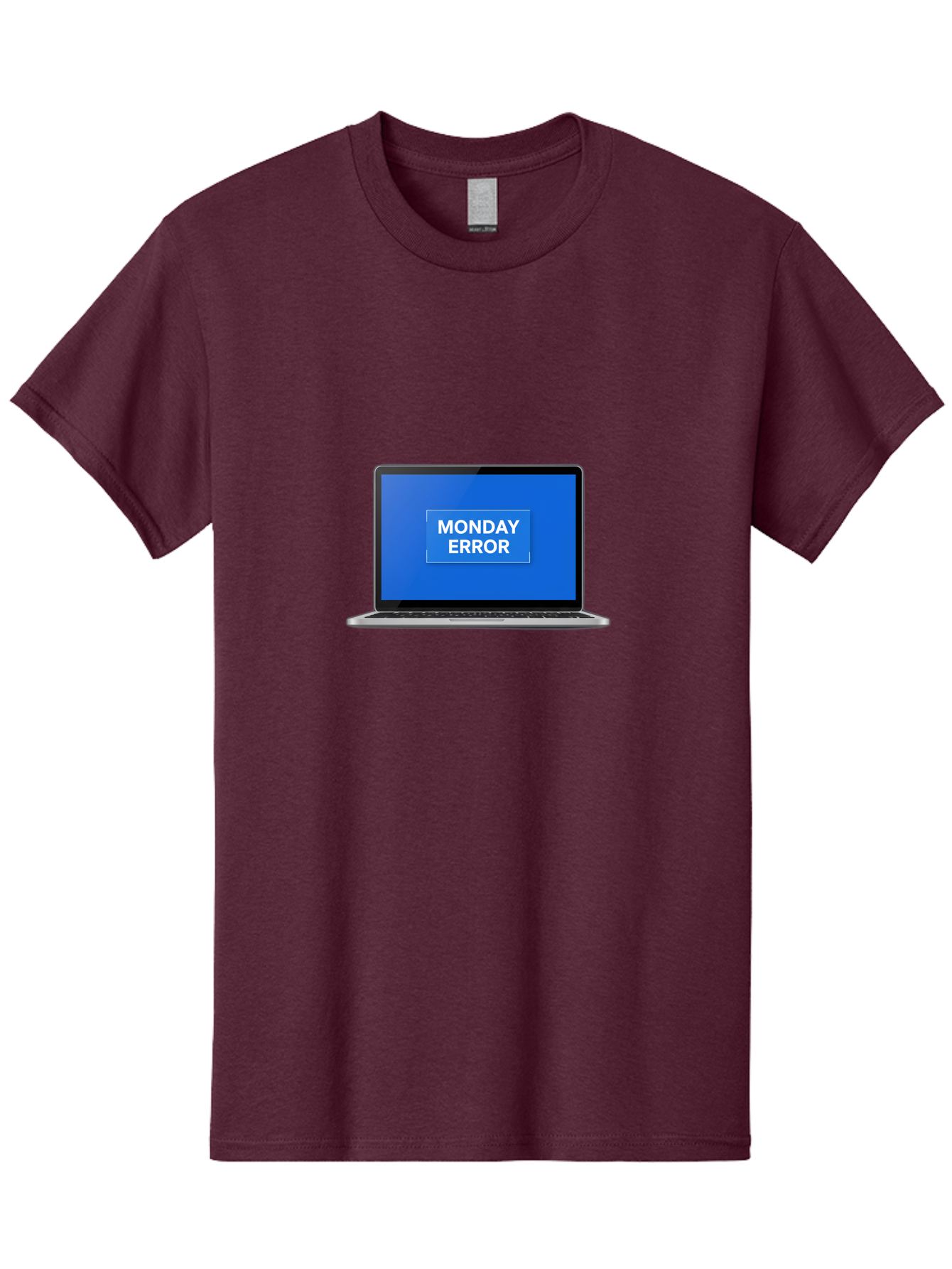 Monday-Error-6 Men'S Graphic Tee, 100% Cotton, Comfortable Casual Summer Wear, Machine Washable, Laptop Screen, Monday Error Message, Error Alert, Blue Screen, Glitch, Malfunction, White Text, Tech Issue Bae525