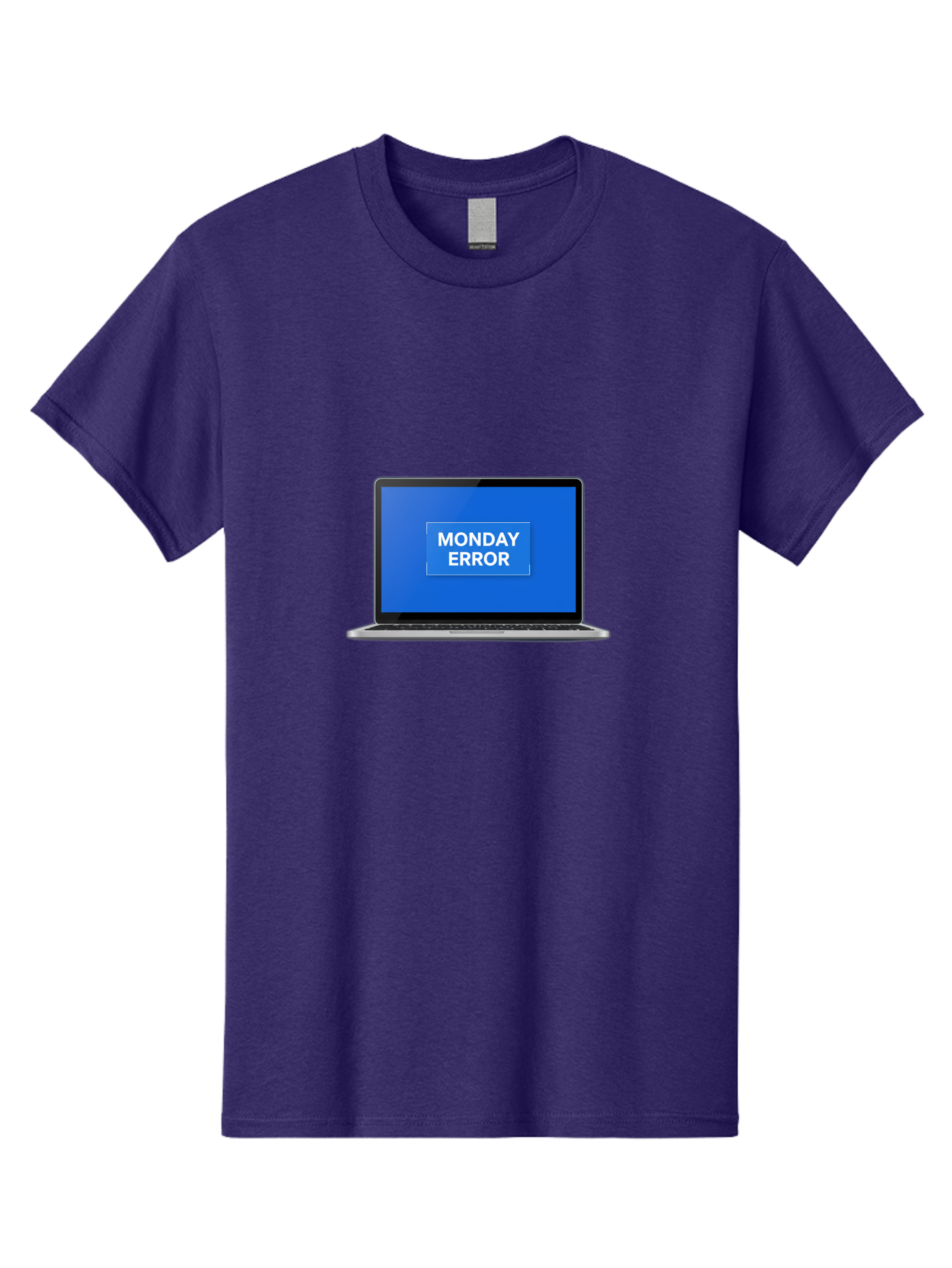 Monday-Error-6 Men'S Graphic Tee, 100% Cotton, Comfortable Casual Summer Wear, Machine Washable, Laptop Screen, Monday Error Message, Error Alert, Blue Screen, Glitch, Malfunction, White Text, Tech Issue Bae525