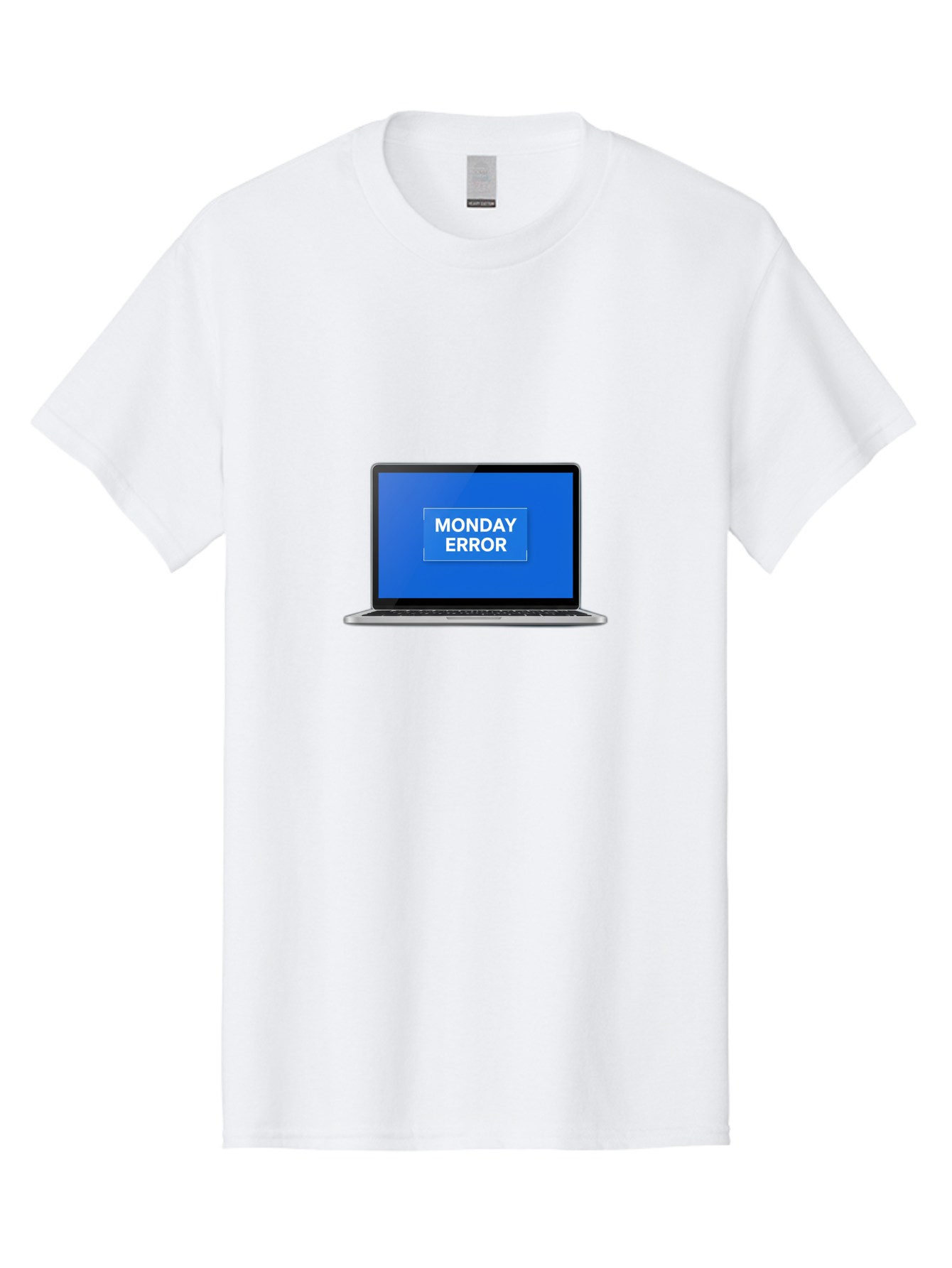 Monday-Error-6 Men'S Graphic Tee, 100% Cotton, Comfortable Casual Summer Wear, Machine Washable, Laptop Screen, Monday Error Message, Error Alert, Blue Screen, Glitch, Malfunction, White Text, Tech Issue Bae525