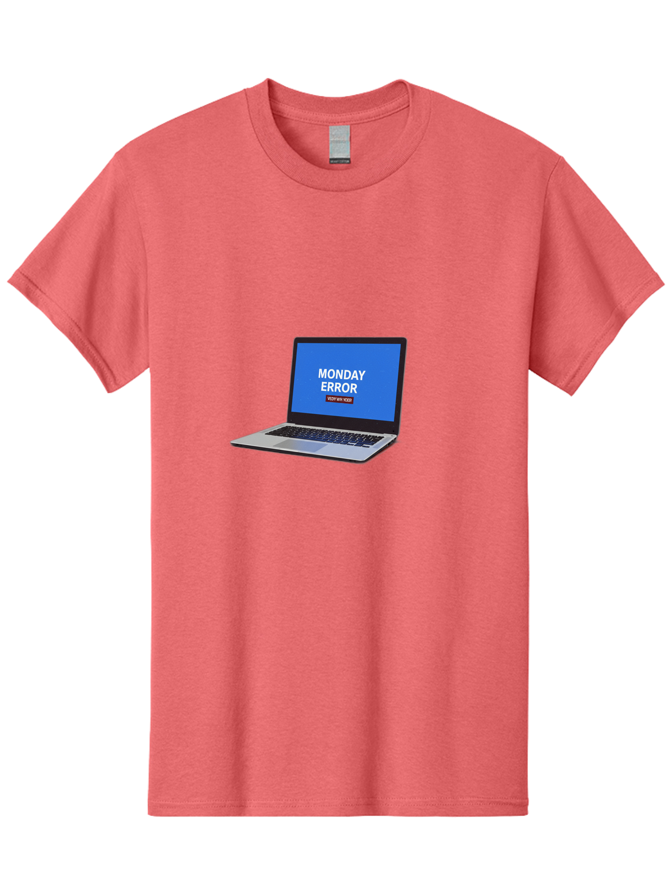 Monday-Error-8 Men'S Graphic Tee, 100% Cotton, Comfortable Casual Summer Wear, Machine Washable, Laptop With Error Message, Monday Blues, System Failure, Error Screen, Technology Issue, Computer Problem, Monday Motivation Bae527