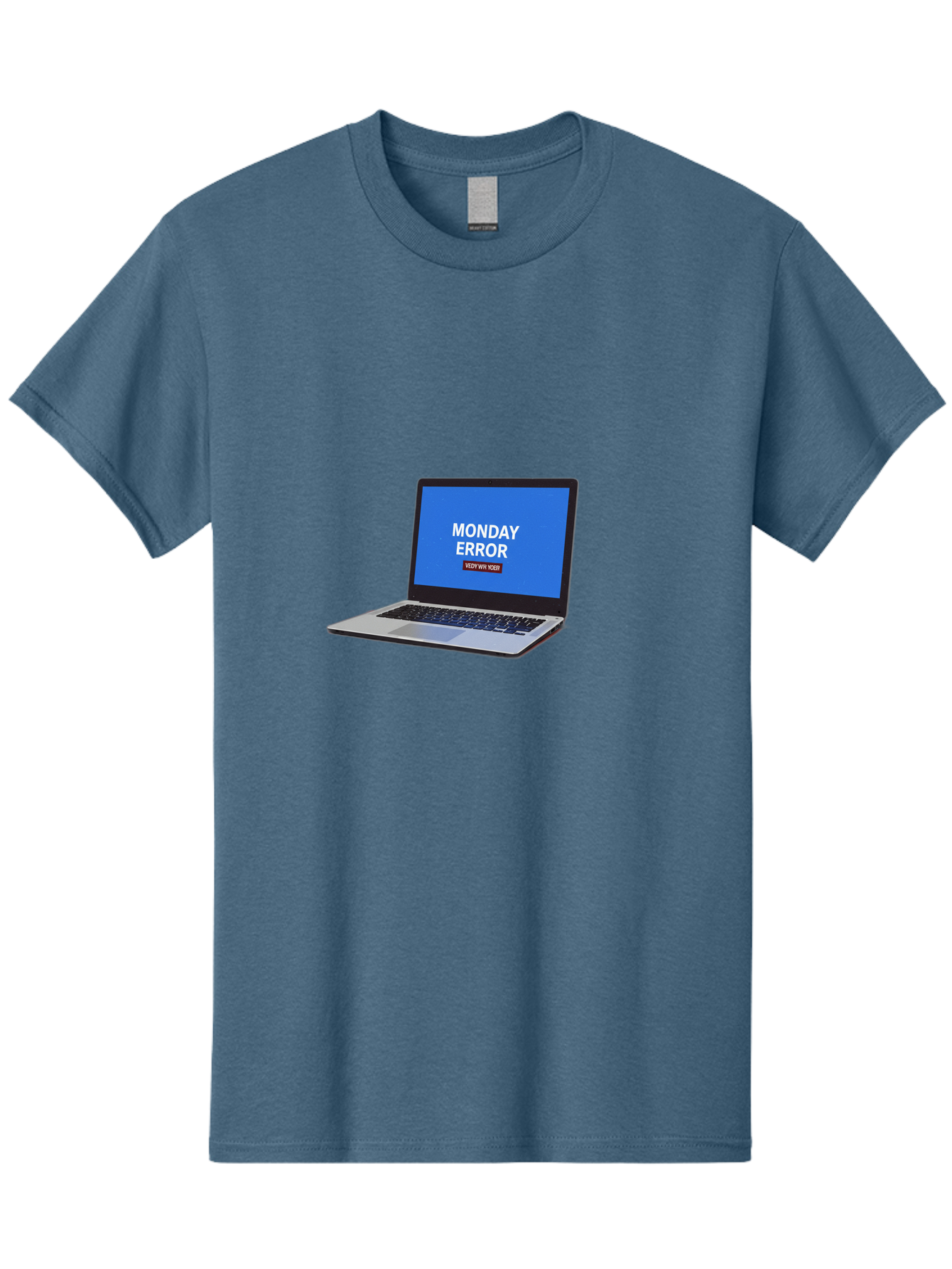 Monday-Error-8 Men'S Graphic Tee, 100% Cotton, Comfortable Casual Summer Wear, Machine Washable, Laptop With Error Message, Monday Blues, System Failure, Error Screen, Technology Issue, Computer Problem, Monday Motivation Bae527
