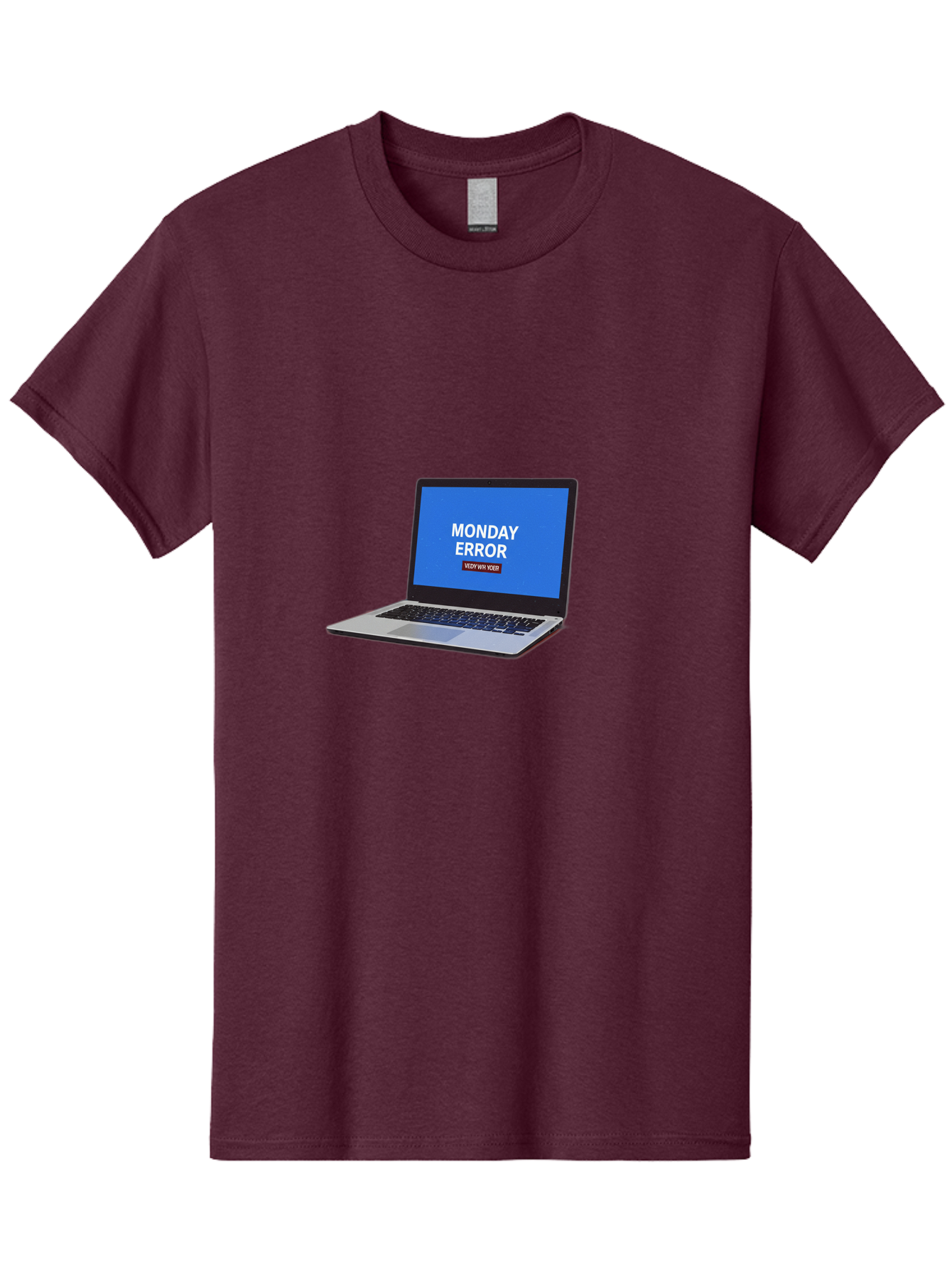 Monday-Error-8 Men'S Graphic Tee, 100% Cotton, Comfortable Casual Summer Wear, Machine Washable, Laptop With Error Message, Monday Blues, System Failure, Error Screen, Technology Issue, Computer Problem, Monday Motivation Bae527