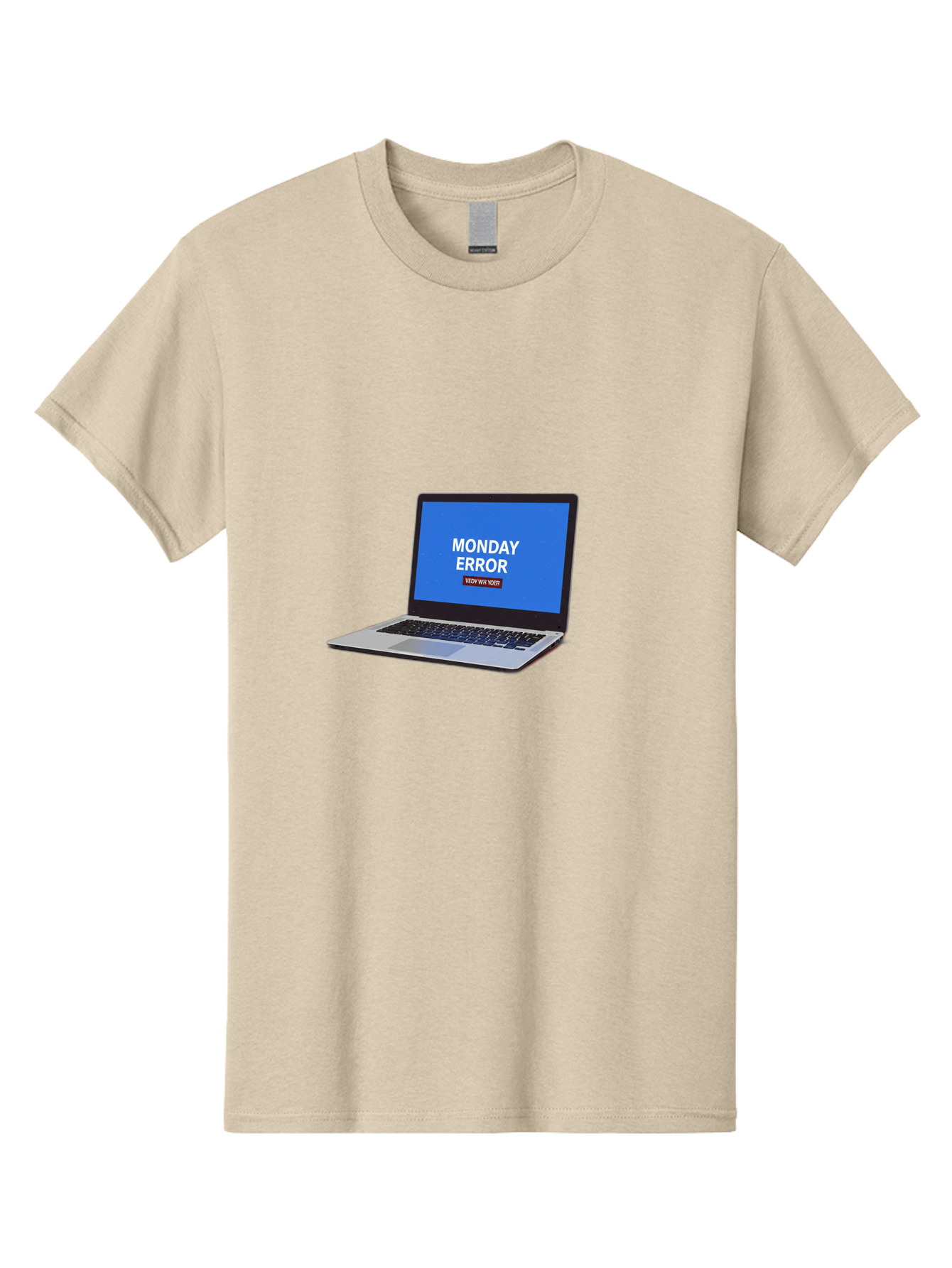 Monday-Error-8 Men'S Graphic Tee, 100% Cotton, Comfortable Casual Summer Wear, Machine Washable, Laptop With Error Message, Monday Blues, System Failure, Error Screen, Technology Issue, Computer Problem, Monday Motivation Bae527