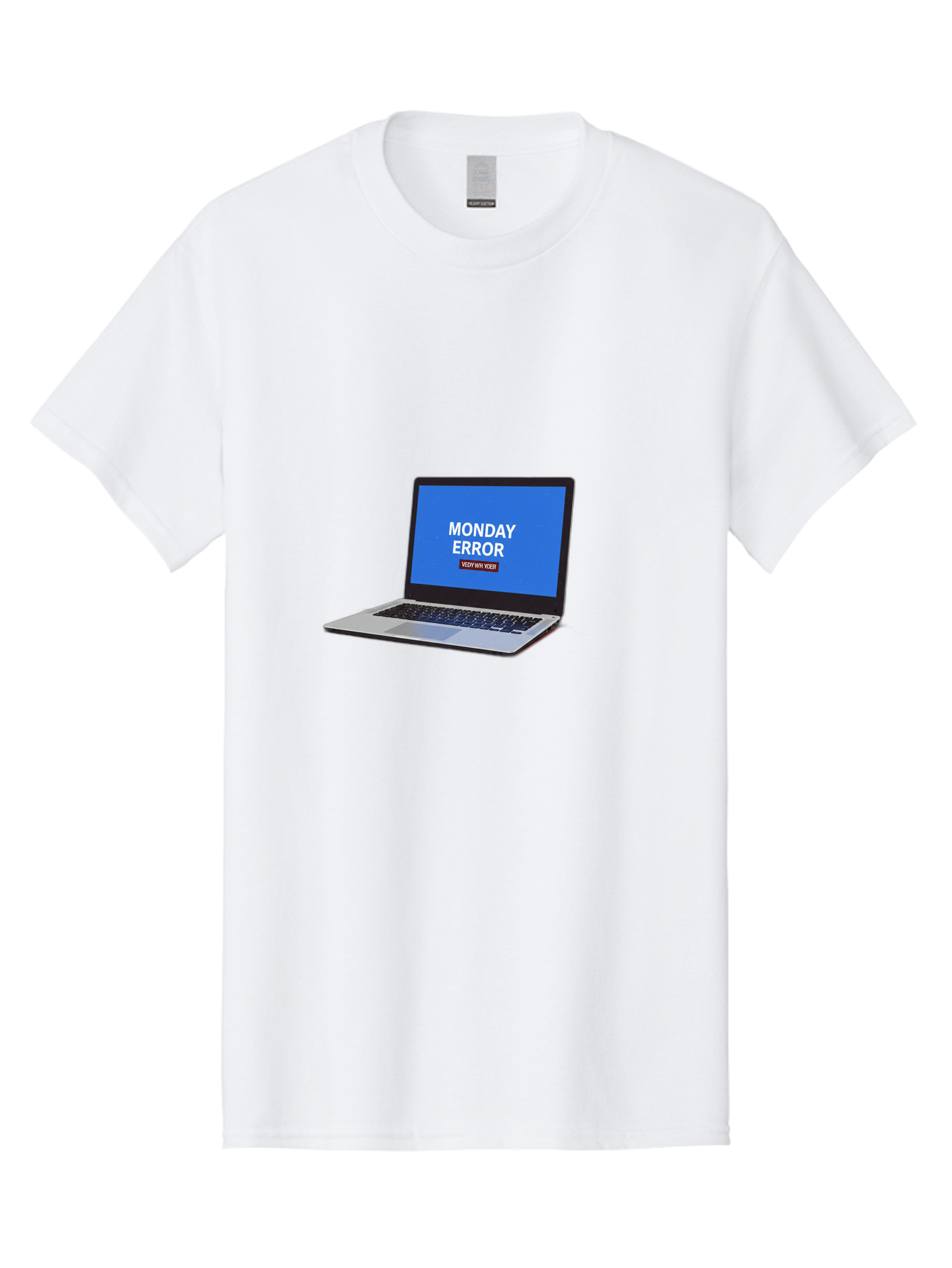 Monday-Error-8 Men'S Graphic Tee, 100% Cotton, Comfortable Casual Summer Wear, Machine Washable, Laptop With Error Message, Monday Blues, System Failure, Error Screen, Technology Issue, Computer Problem, Monday Motivation Bae527