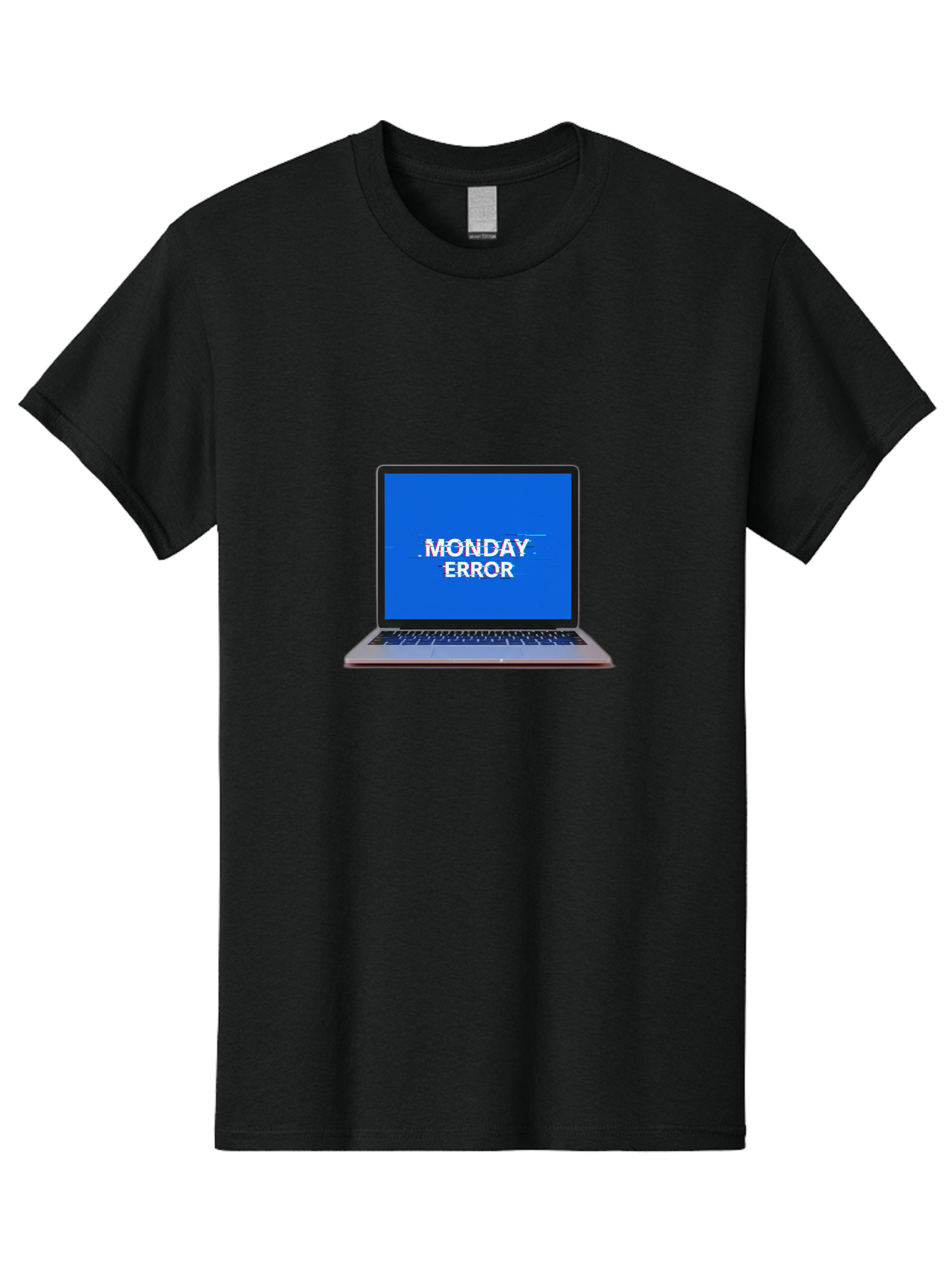 Monday-Error-9 Men'S Graphic Tee, 100% Cotton, Comfortable Casual Summer Wear, Machine Washable, Laptop Screen Displaying Monday Error Message, Computer Error, Malfunctioning Computer, Glitchy Screen, Blue Screen Of Death, Tech Issues, Bae528
