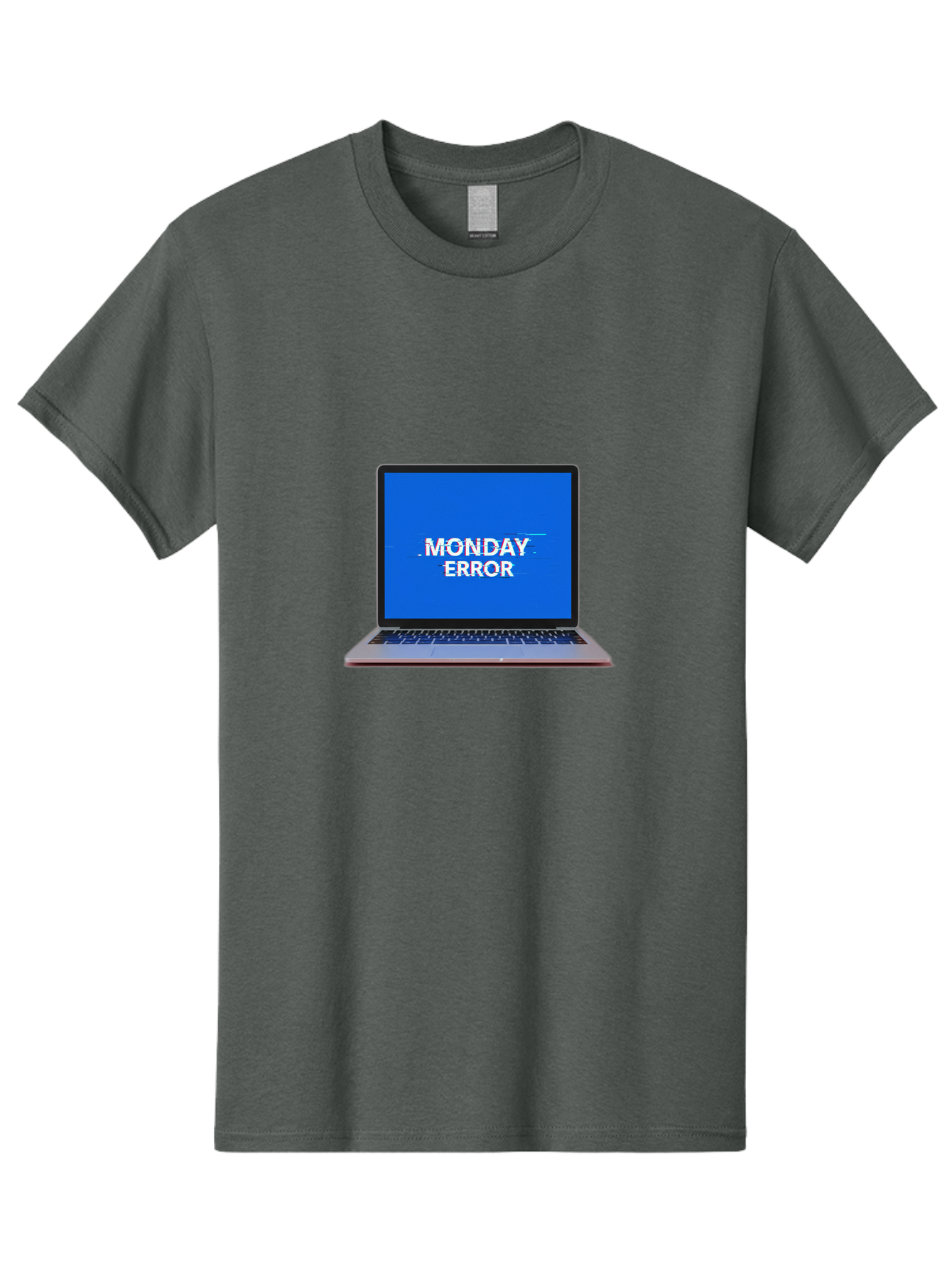 Monday-Error-9 Men'S Graphic Tee, 100% Cotton, Comfortable Casual Summer Wear, Machine Washable, Laptop Screen Displaying Monday Error Message, Computer Error, Malfunctioning Computer, Glitchy Screen, Blue Screen Of Death, Tech Issues, Bae528