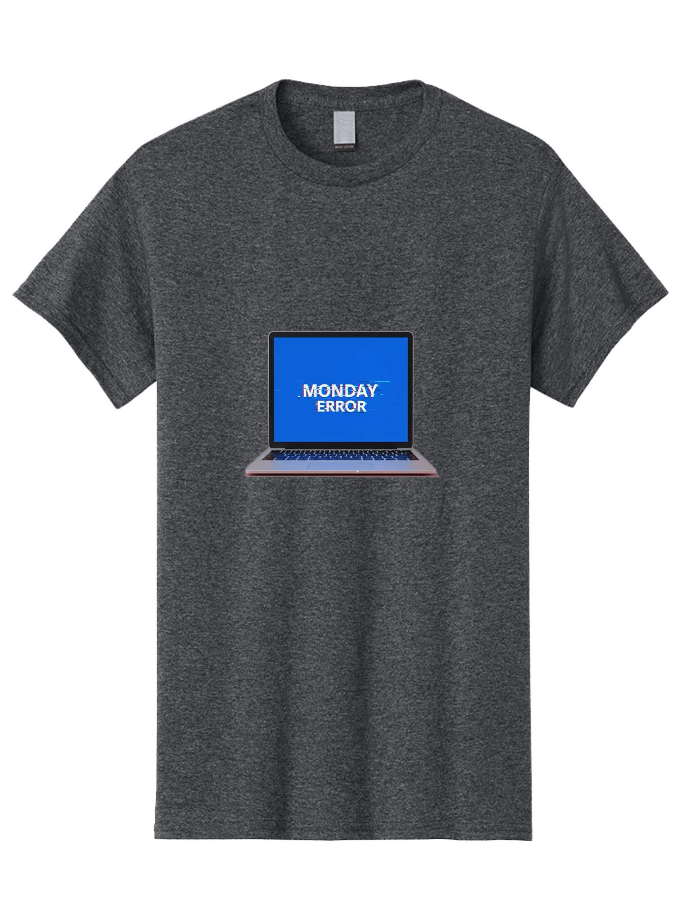 Monday-Error-9 Men'S Graphic Tee, 100% Cotton, Comfortable Casual Summer Wear, Machine Washable, Laptop Screen Displaying Monday Error Message, Computer Error, Malfunctioning Computer, Glitchy Screen, Blue Screen Of Death, Tech Issues, Bae528