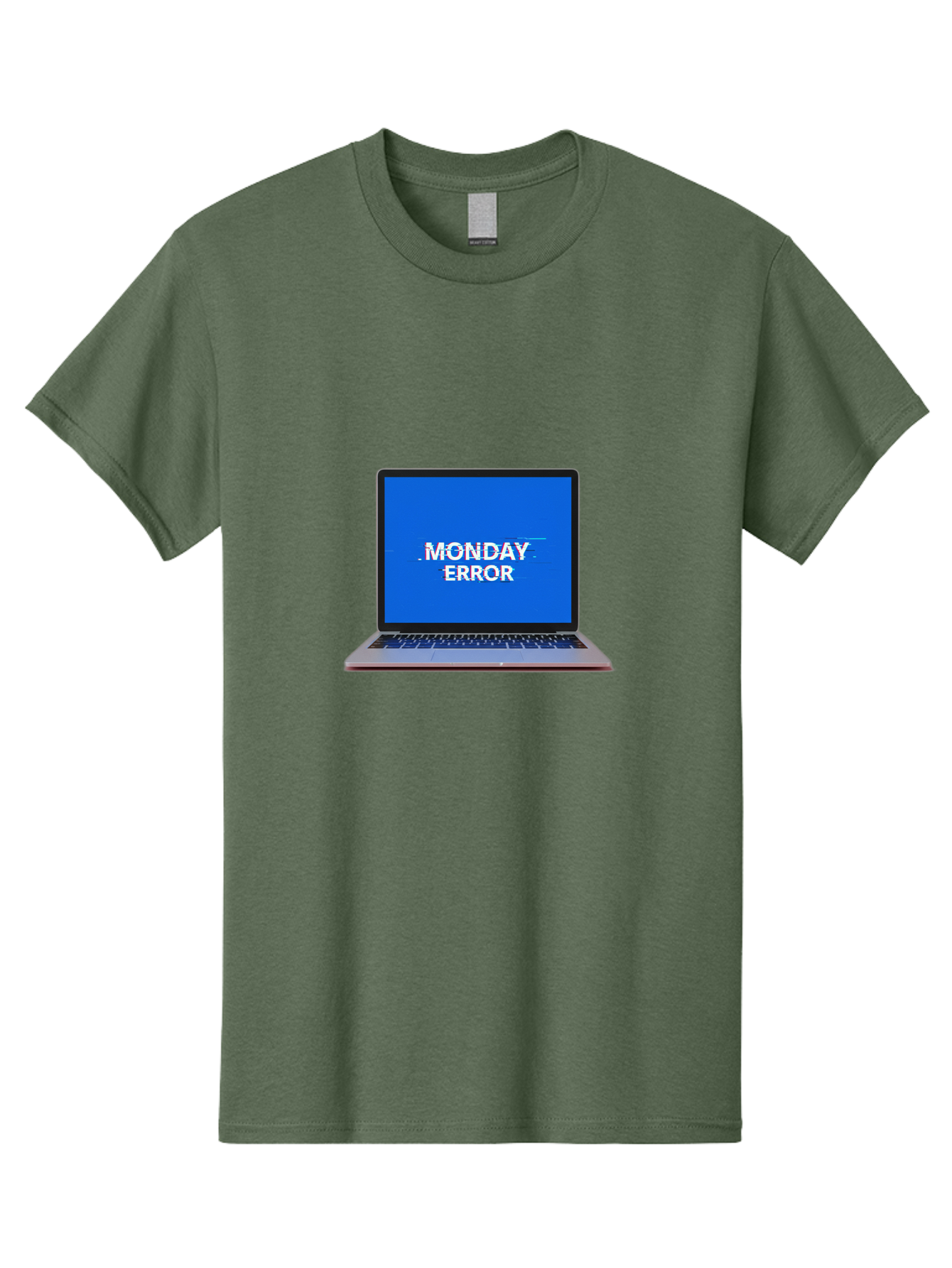 Monday-Error-9 Men'S Graphic Tee, 100% Cotton, Comfortable Casual Summer Wear, Machine Washable, Laptop Screen Displaying Monday Error Message, Computer Error, Malfunctioning Computer, Glitchy Screen, Blue Screen Of Death, Tech Issues, Bae528