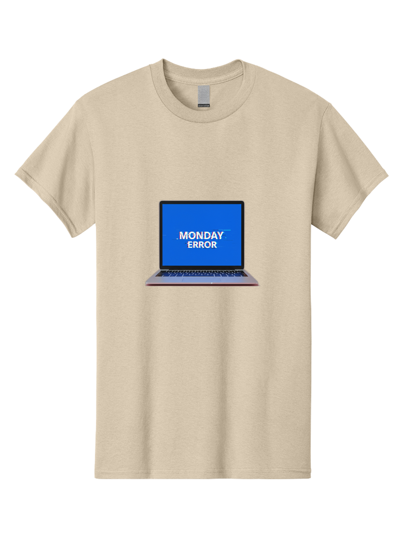 Monday-Error-9 Men'S Graphic Tee, 100% Cotton, Comfortable Casual Summer Wear, Machine Washable, Laptop Screen Displaying Monday Error Message, Computer Error, Malfunctioning Computer, Glitchy Screen, Blue Screen Of Death, Tech Issues, Bae528
