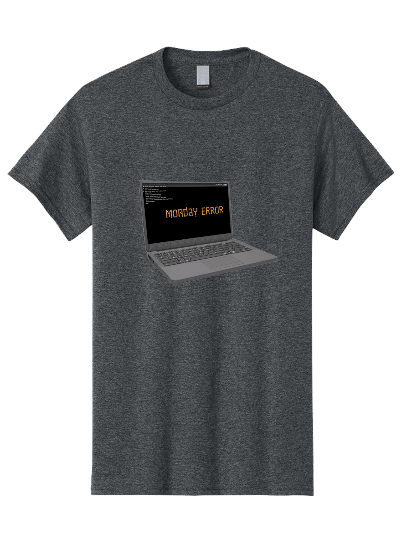 Monday-Error-Laptop Men'S Graphic Tee, 100% Cotton, Comfortable Casual Summer Wear, Machine Washable, Laptop Screen, Error Message, Monday Motivation, Coding Issues, Tech Problems, Computer Glitch, Debugging, Programming Error Bae529