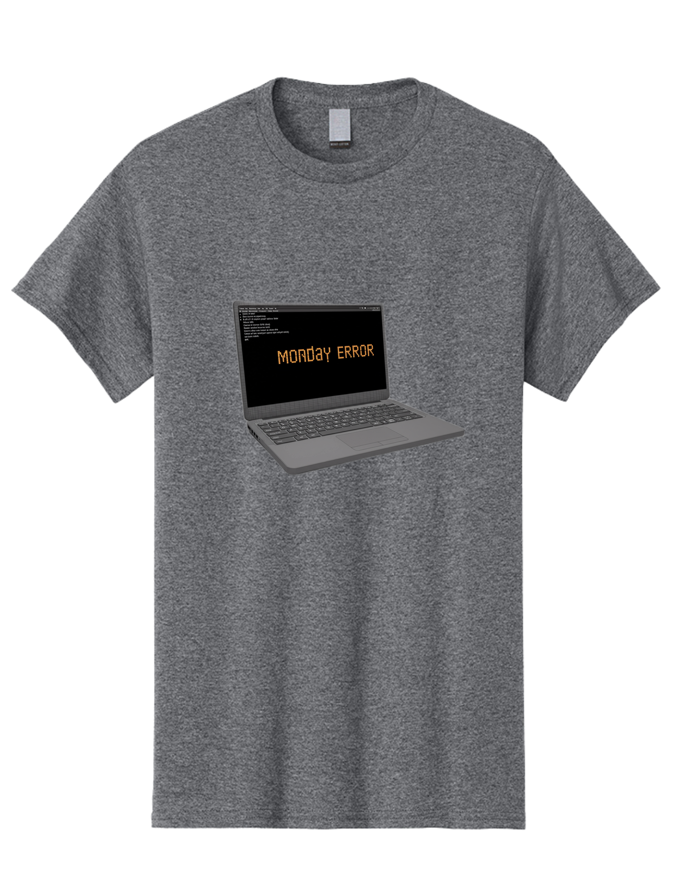 Monday-Error-Laptop Men'S Graphic Tee, 100% Cotton, Comfortable Casual Summer Wear, Machine Washable, Laptop Screen, Error Message, Monday Motivation, Coding Issues, Tech Problems, Computer Glitch, Debugging, Programming Error Bae529