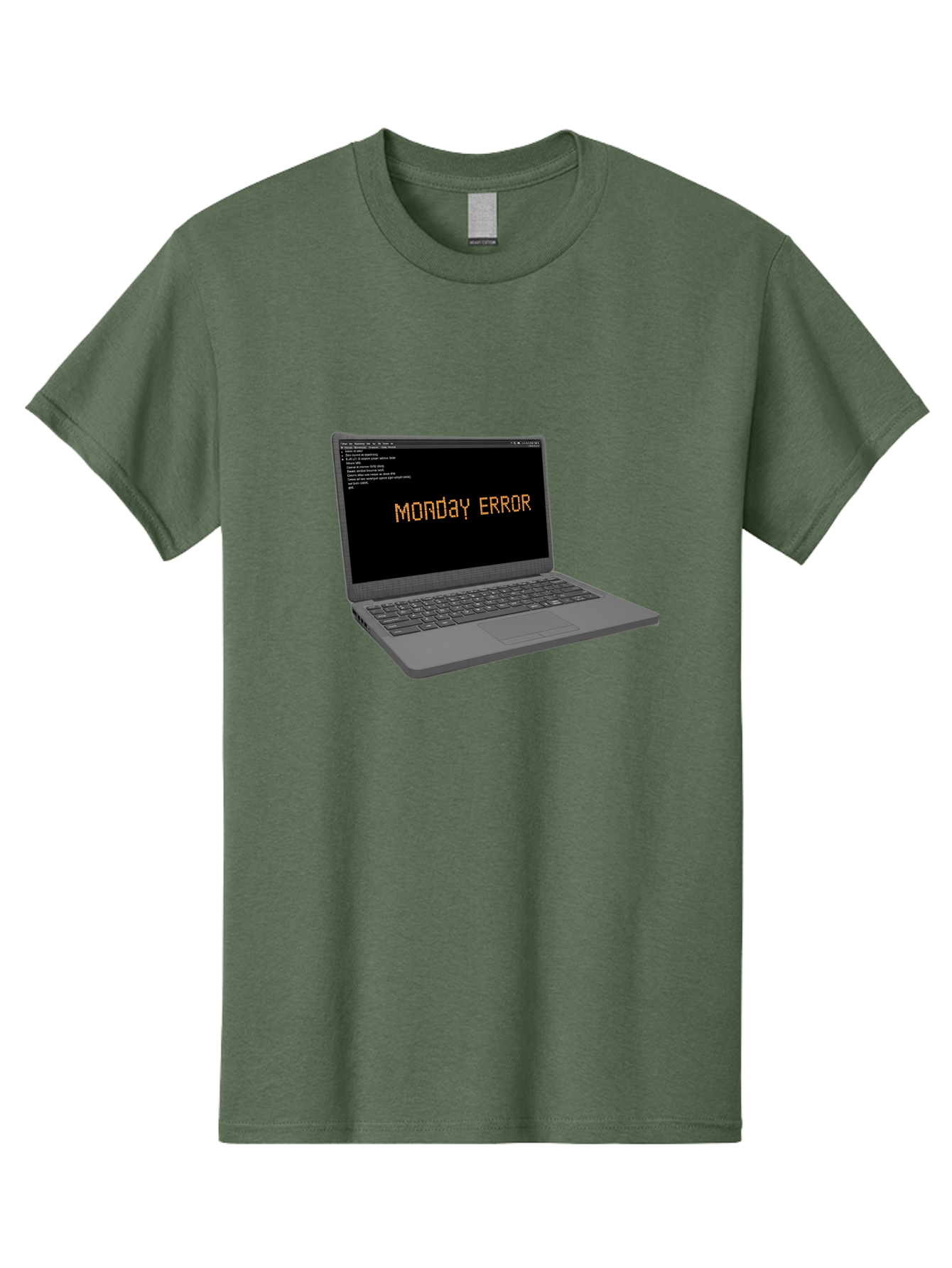 Monday-Error-Laptop Men'S Graphic Tee, 100% Cotton, Comfortable Casual Summer Wear, Machine Washable, Laptop Screen, Error Message, Monday Motivation, Coding Issues, Tech Problems, Computer Glitch, Debugging, Programming Error Bae529