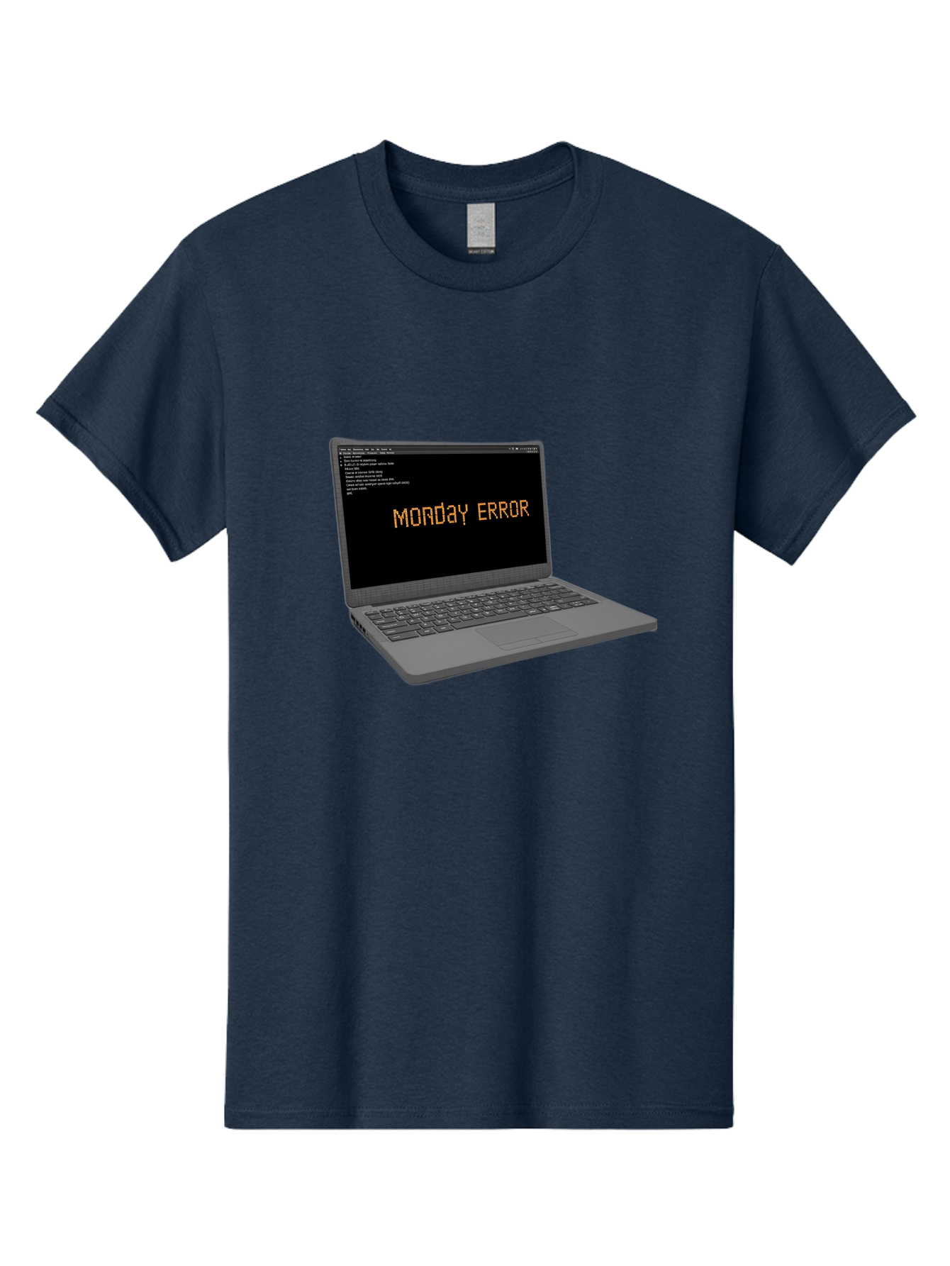 Monday-Error-Laptop Men'S Graphic Tee, 100% Cotton, Comfortable Casual Summer Wear, Machine Washable, Laptop Screen, Error Message, Monday Motivation, Coding Issues, Tech Problems, Computer Glitch, Debugging, Programming Error Bae529
