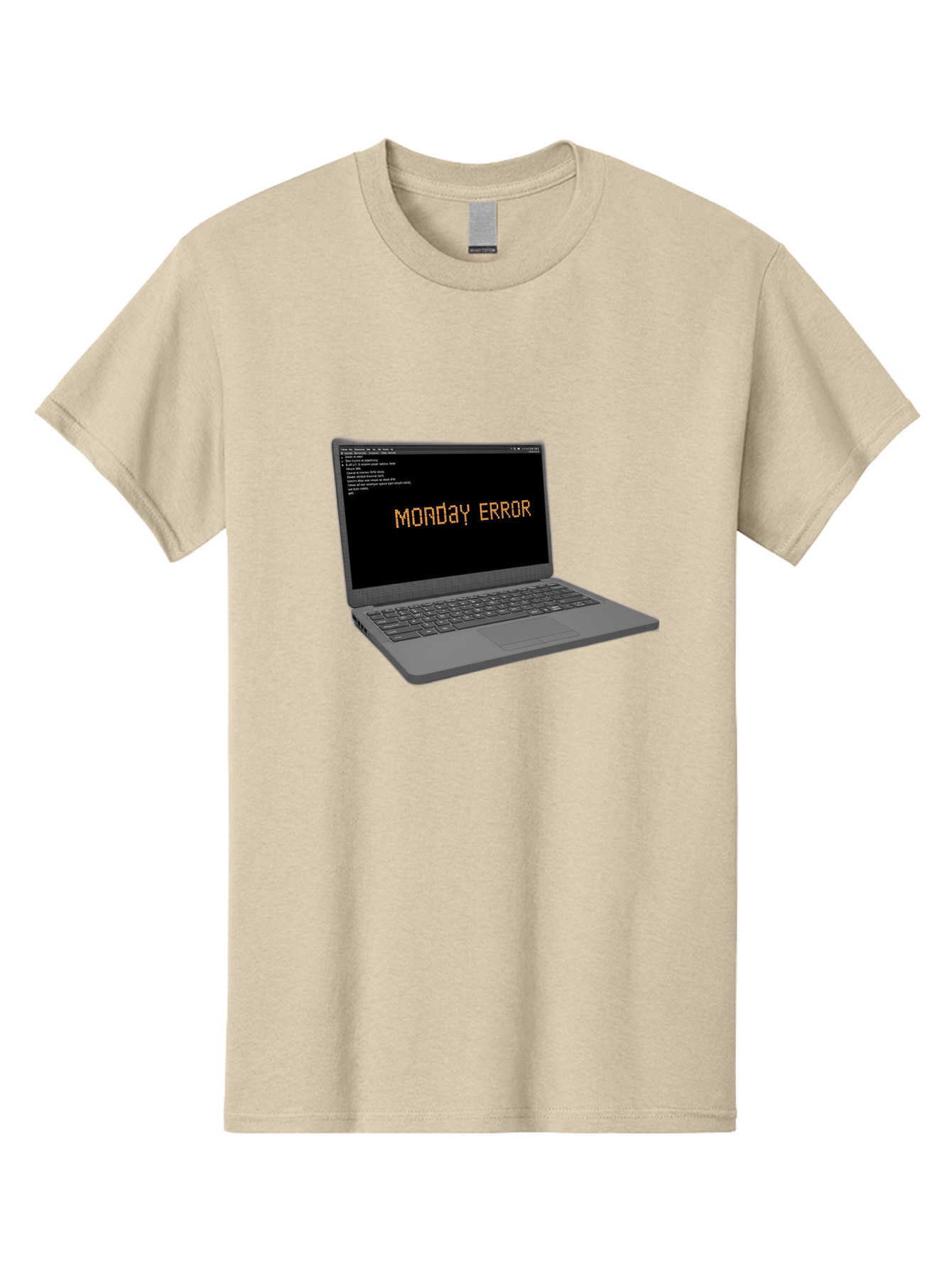 Monday-Error-Laptop Men'S Graphic Tee, 100% Cotton, Comfortable Casual Summer Wear, Machine Washable, Laptop Screen, Error Message, Monday Motivation, Coding Issues, Tech Problems, Computer Glitch, Debugging, Programming Error Bae529