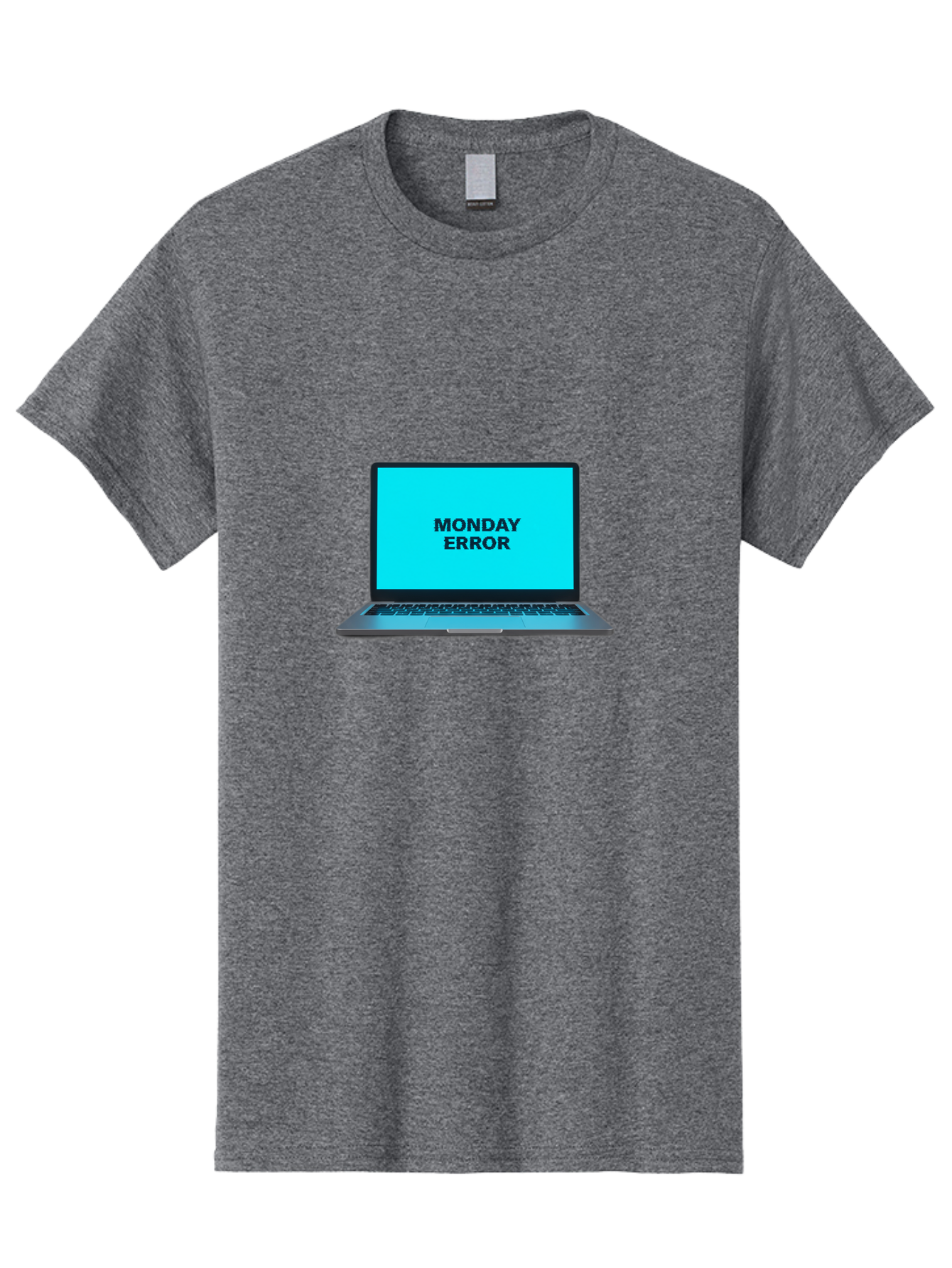 Monday-Error Men'S Graphic Tee, 100% Cotton, Comfortable Casual Summer Wear, Machine Washable, Laptop With Error Message, Monday Blues, System Failure, Computer Glitch, Blue Screen, Tech Issue, Troubleshooting Bae530