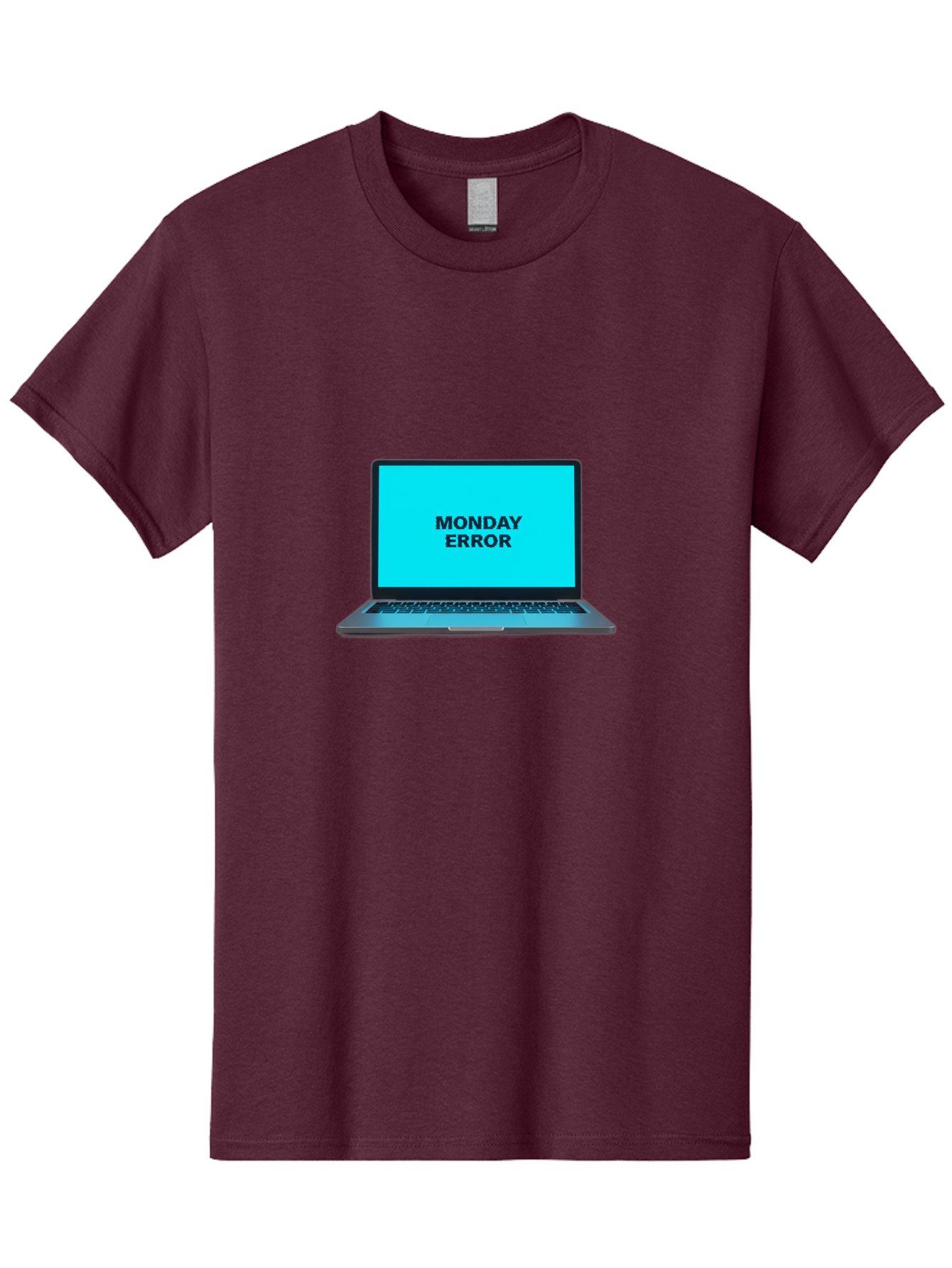 Monday-Error Men'S Graphic Tee, 100% Cotton, Comfortable Casual Summer Wear, Machine Washable, Laptop With Error Message, Monday Blues, System Failure, Computer Glitch, Blue Screen, Tech Issue, Troubleshooting Bae530