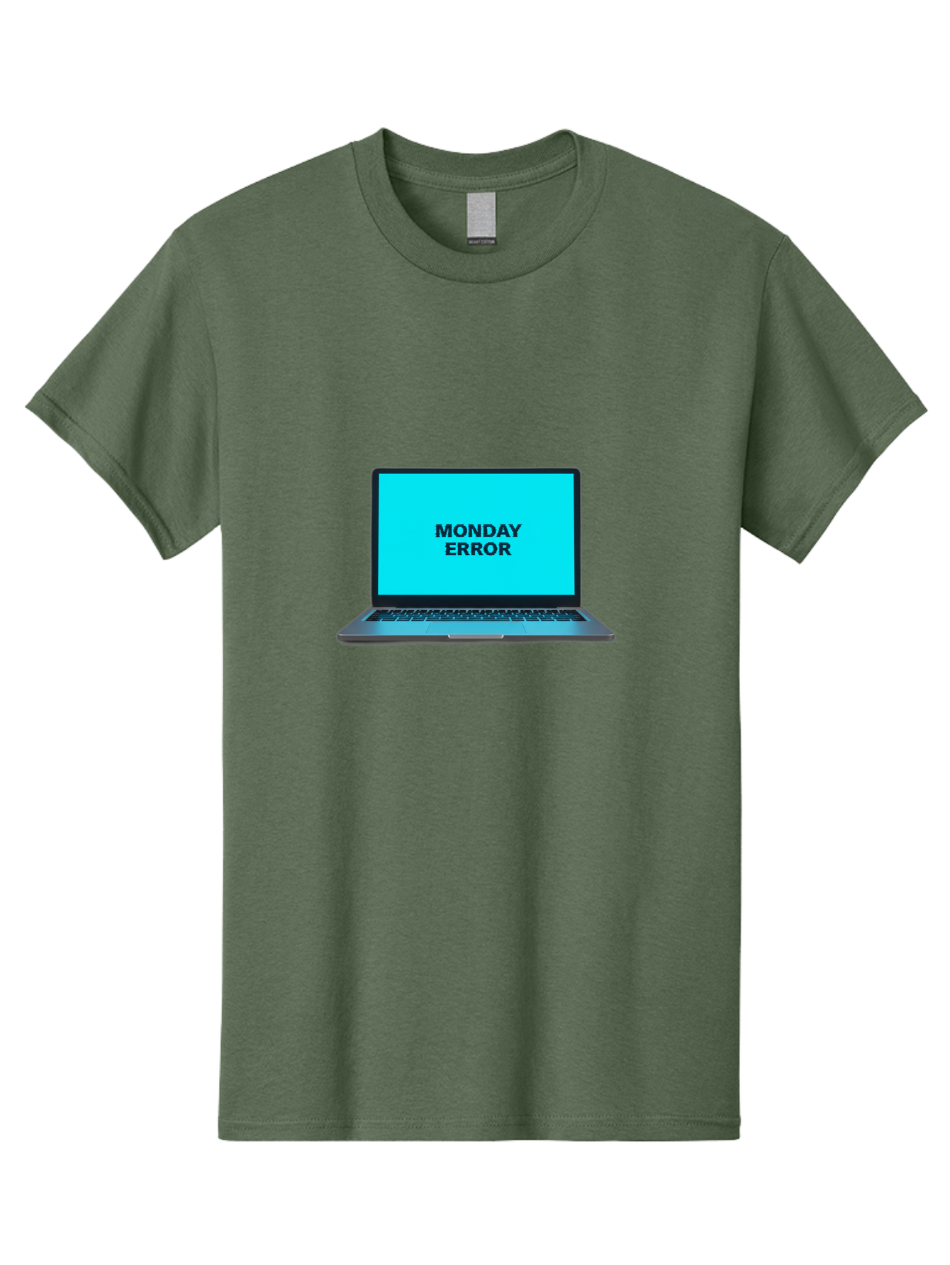 Monday-Error Men'S Graphic Tee, 100% Cotton, Comfortable Casual Summer Wear, Machine Washable, Laptop With Error Message, Monday Blues, System Failure, Computer Glitch, Blue Screen, Tech Issue, Troubleshooting Bae530