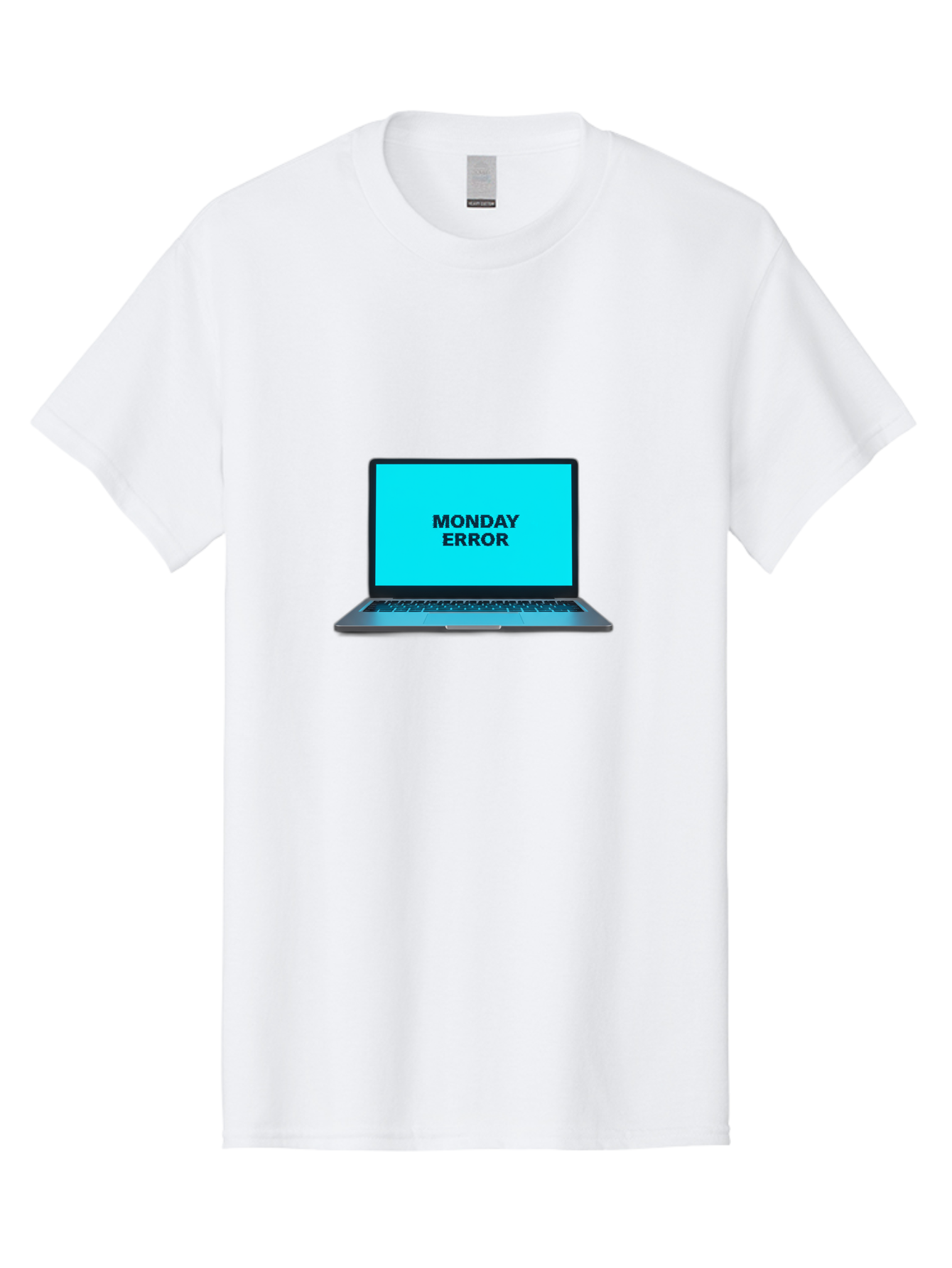 Monday-Error Men'S Graphic Tee, 100% Cotton, Comfortable Casual Summer Wear, Machine Washable, Laptop With Error Message, Monday Blues, System Failure, Computer Glitch, Blue Screen, Tech Issue, Troubleshooting Bae530