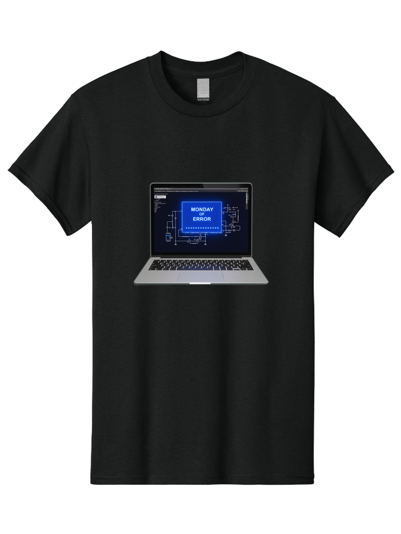 Monday-Of-Error Men'S Graphic Tee, 100% Cotton, Comfortable Casual Summer Wear, Machine Washable, Laptop Screen Displaying Error Message, Monday Of Error, Technical Glitch, Computer Error, Tech Issue, Troubleshooting, Error Screen, Bae533