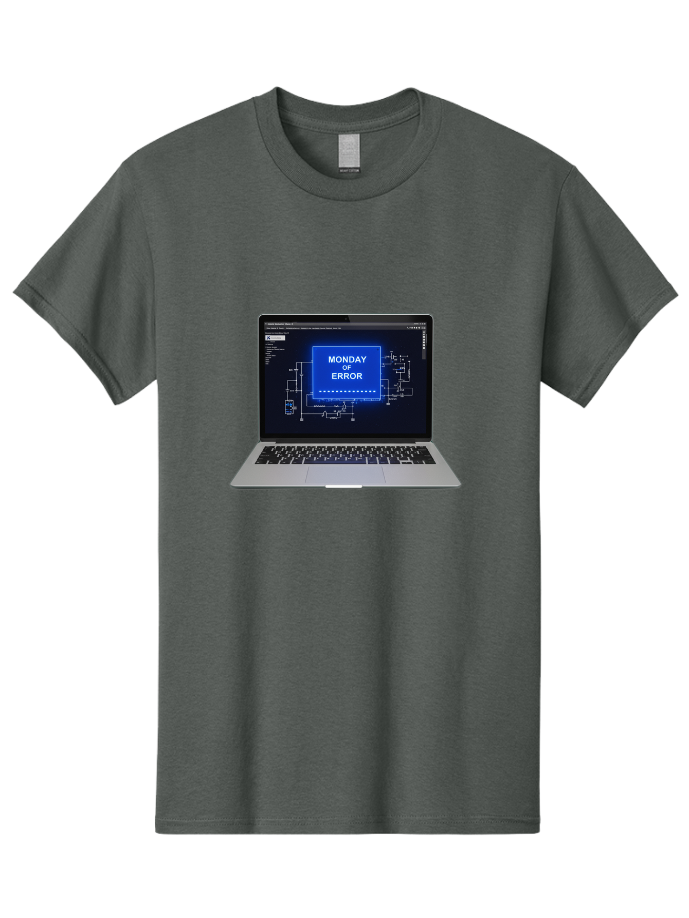 Monday-Of-Error Men'S Graphic Tee, 100% Cotton, Comfortable Casual Summer Wear, Machine Washable, Laptop Screen Displaying Error Message, Monday Of Error, Technical Glitch, Computer Error, Tech Issue, Troubleshooting, Error Screen, Bae533