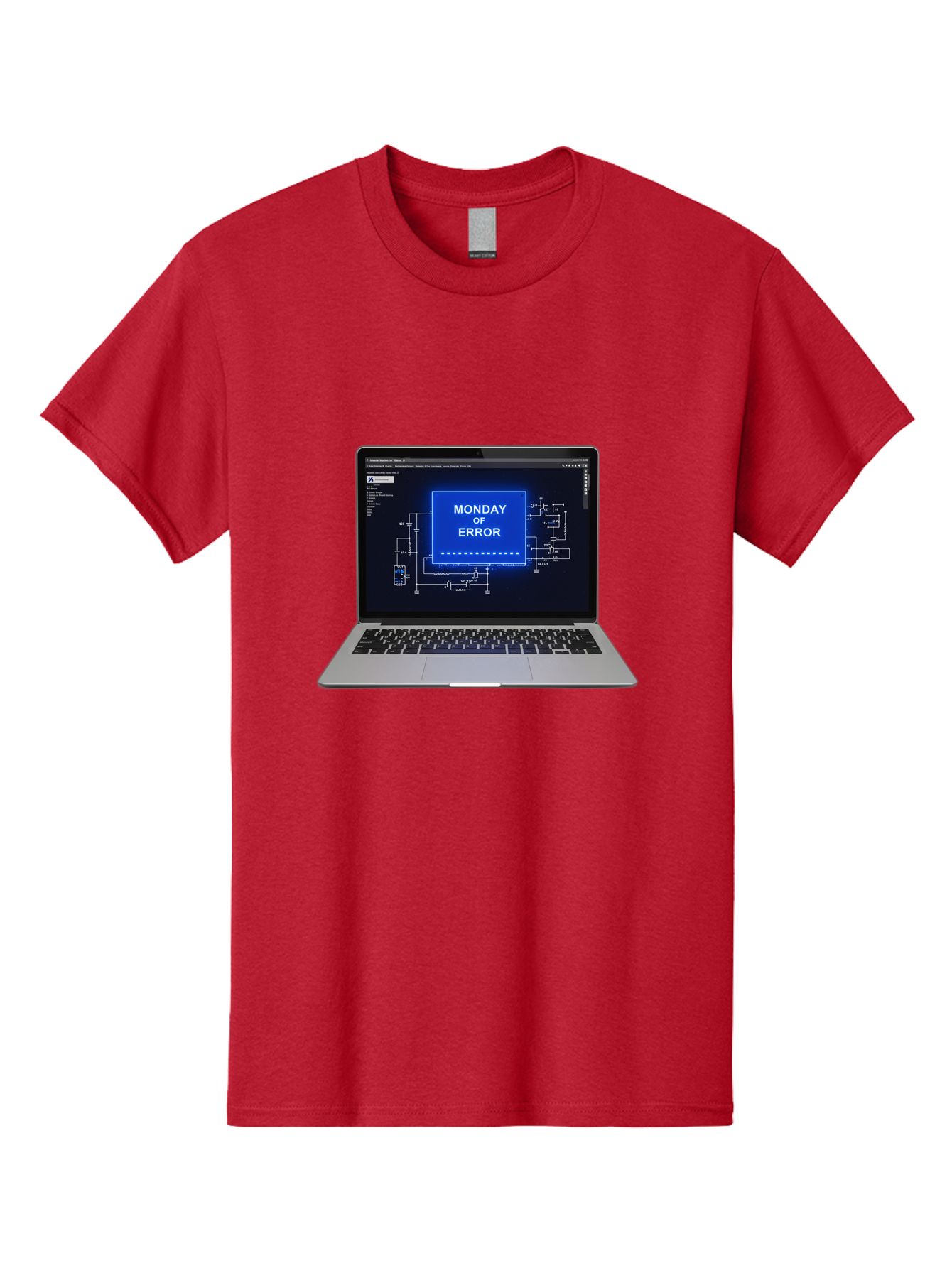 Monday-Of-Error Men'S Graphic Tee, 100% Cotton, Comfortable Casual Summer Wear, Machine Washable, Laptop Screen Displaying Error Message, Monday Of Error, Technical Glitch, Computer Error, Tech Issue, Troubleshooting, Error Screen, Bae533