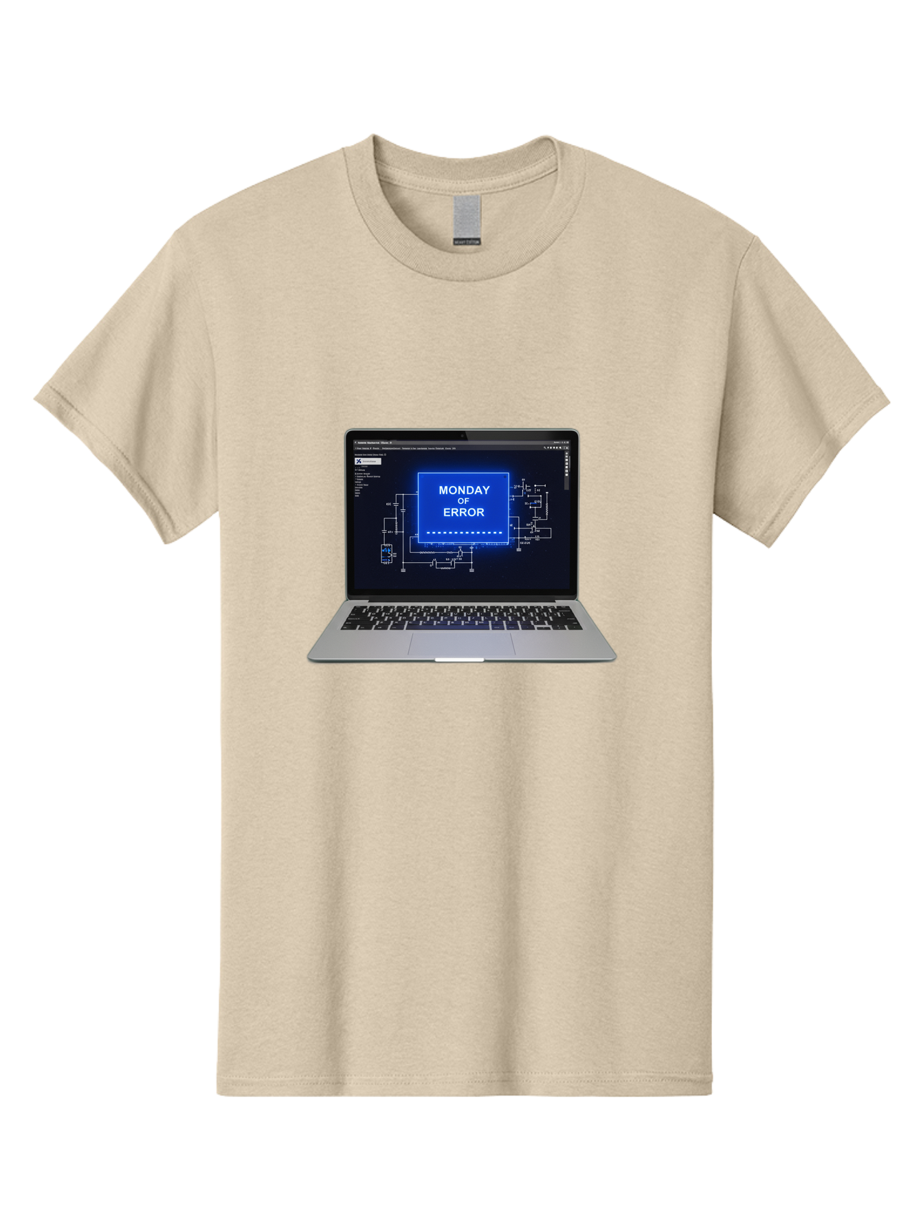 Monday-Of-Error Men'S Graphic Tee, 100% Cotton, Comfortable Casual Summer Wear, Machine Washable, Laptop Screen Displaying Error Message, Monday Of Error, Technical Glitch, Computer Error, Tech Issue, Troubleshooting, Error Screen, Bae533