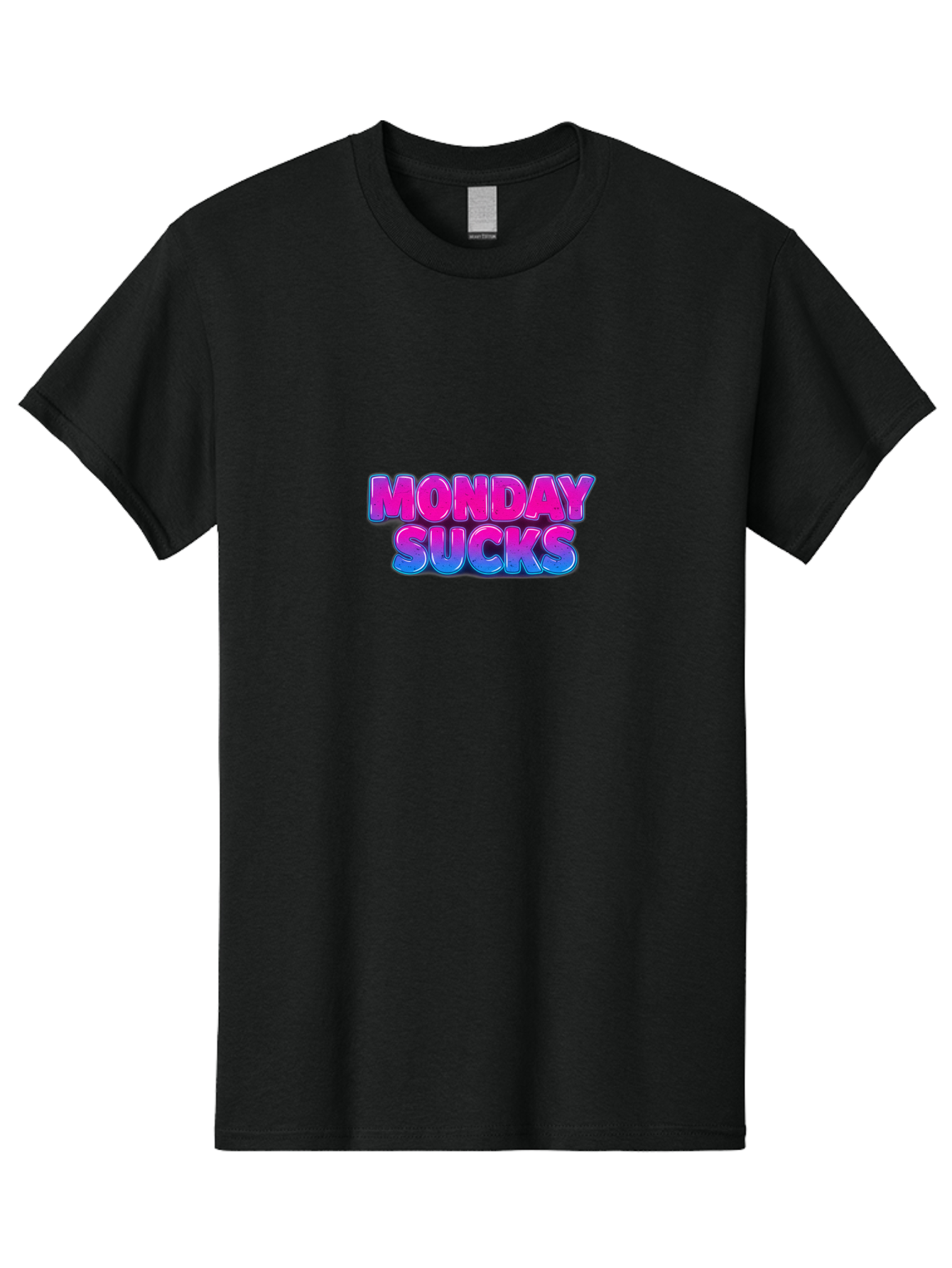Monday-Sucks-1 Men'S Graphic Tee, 100% Cotton, Comfortable Casual Summer Wear, Machine Washable, Monday Motivation, Motivational Quote, Funny Meme, Humor, Sarcasm, Workweek Grind, Relief, Colorful Text, Pink, Blue, Gradient, Workplace Humor, Bae534