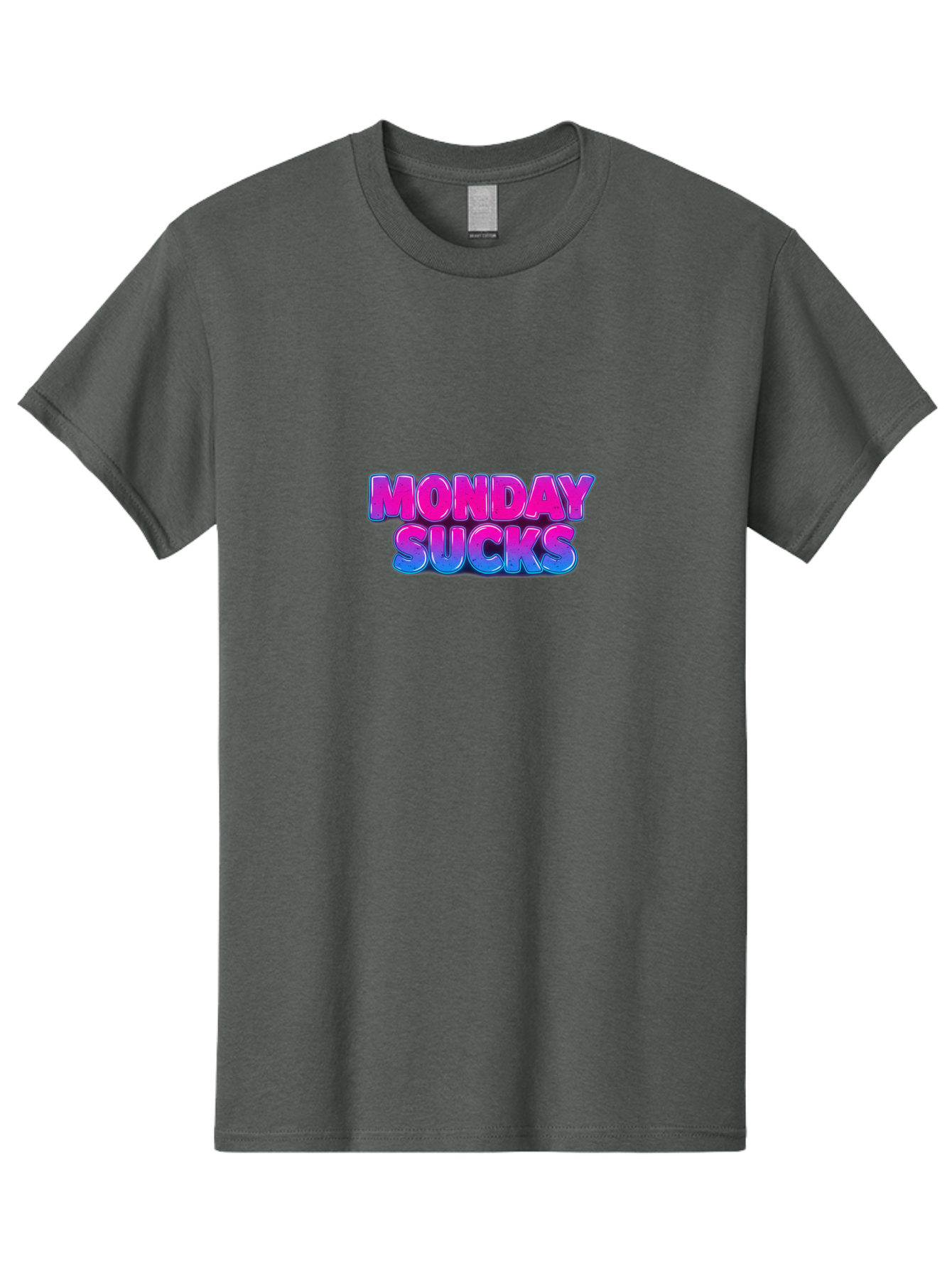 Monday-Sucks-1 Men'S Graphic Tee, 100% Cotton, Comfortable Casual Summer Wear, Machine Washable, Monday Motivation, Motivational Quote, Funny Meme, Humor, Sarcasm, Workweek Grind, Relief, Colorful Text, Pink, Blue, Gradient, Workplace Humor, Bae534