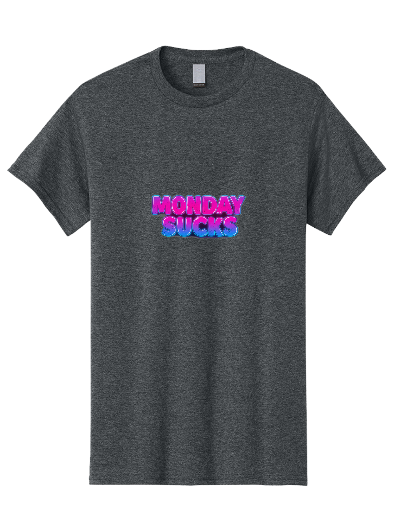 Monday-Sucks-1 Men'S Graphic Tee, 100% Cotton, Comfortable Casual Summer Wear, Machine Washable, Monday Motivation, Motivational Quote, Funny Meme, Humor, Sarcasm, Workweek Grind, Relief, Colorful Text, Pink, Blue, Gradient, Workplace Humor, Bae534