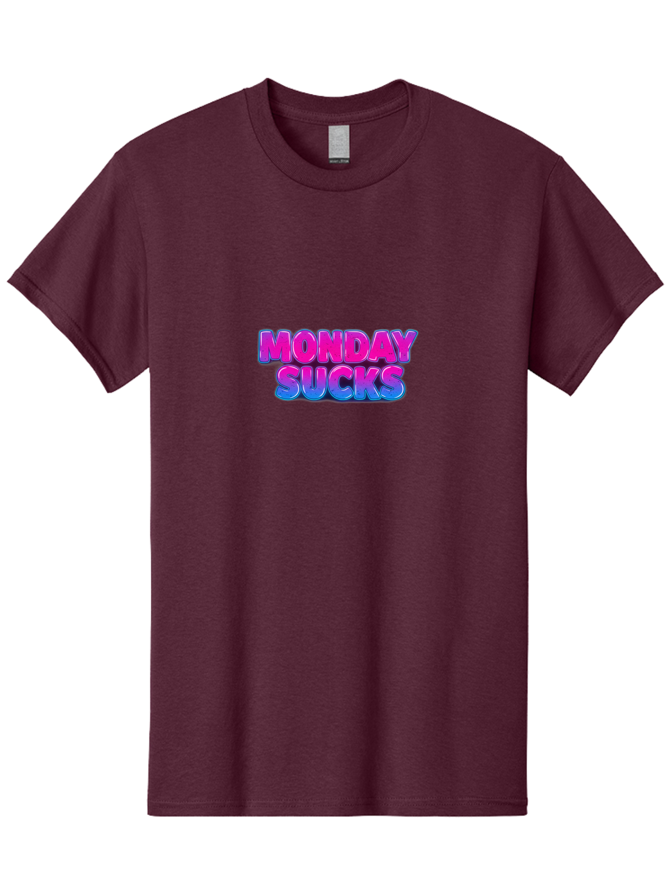 Monday-Sucks-1 Men'S Graphic Tee, 100% Cotton, Comfortable Casual Summer Wear, Machine Washable, Monday Motivation, Motivational Quote, Funny Meme, Humor, Sarcasm, Workweek Grind, Relief, Colorful Text, Pink, Blue, Gradient, Workplace Humor, Bae534