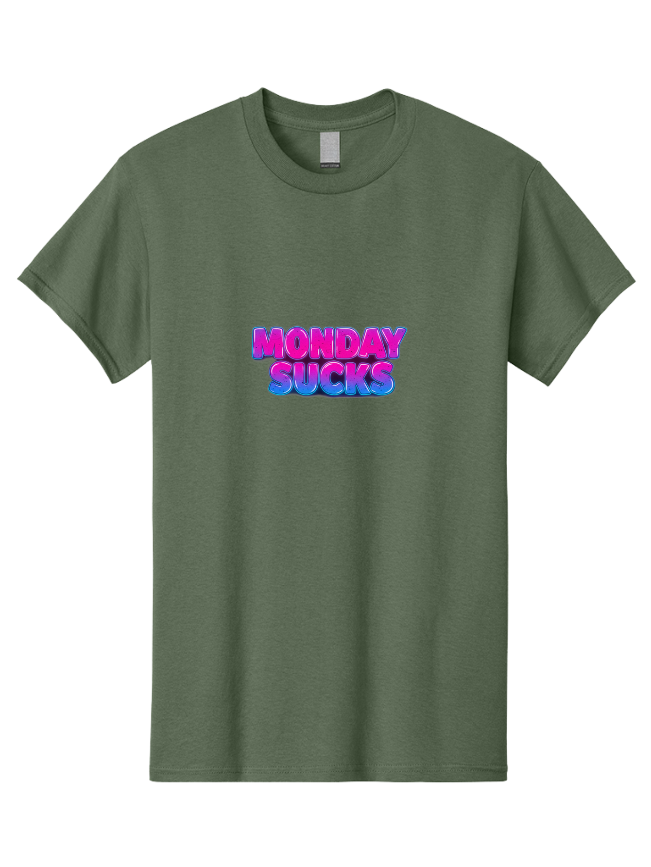 Monday-Sucks-1 Men'S Graphic Tee, 100% Cotton, Comfortable Casual Summer Wear, Machine Washable, Monday Motivation, Motivational Quote, Funny Meme, Humor, Sarcasm, Workweek Grind, Relief, Colorful Text, Pink, Blue, Gradient, Workplace Humor, Bae534