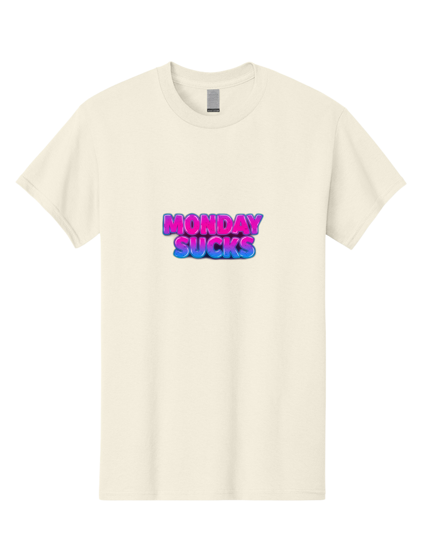 Monday-Sucks-1 Men'S Graphic Tee, 100% Cotton, Comfortable Casual Summer Wear, Machine Washable, Monday Motivation, Motivational Quote, Funny Meme, Humor, Sarcasm, Workweek Grind, Relief, Colorful Text, Pink, Blue, Gradient, Workplace Humor, Bae534