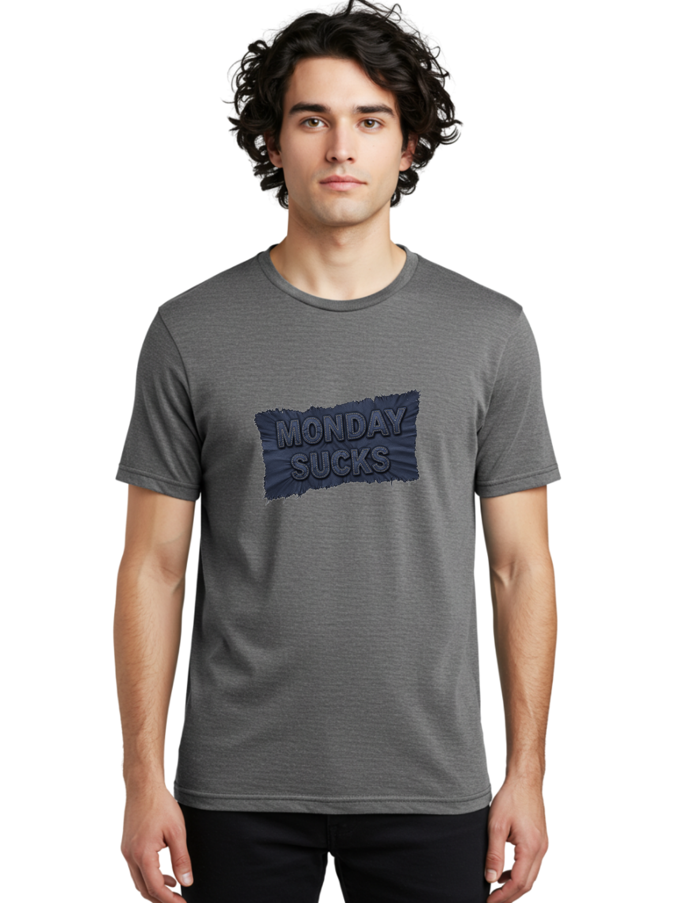 Monday-Sucks Men'S Graphic Tee, 100% Cotton, Comfortable Casual Summer Wear, Machine Washable, Motivation, Monday Blues, Negative Vibes, Motivational Quote, Funny Saying, Humor, Meme, Grunge Style, Bold Text, Inspirational Phrase Bae535