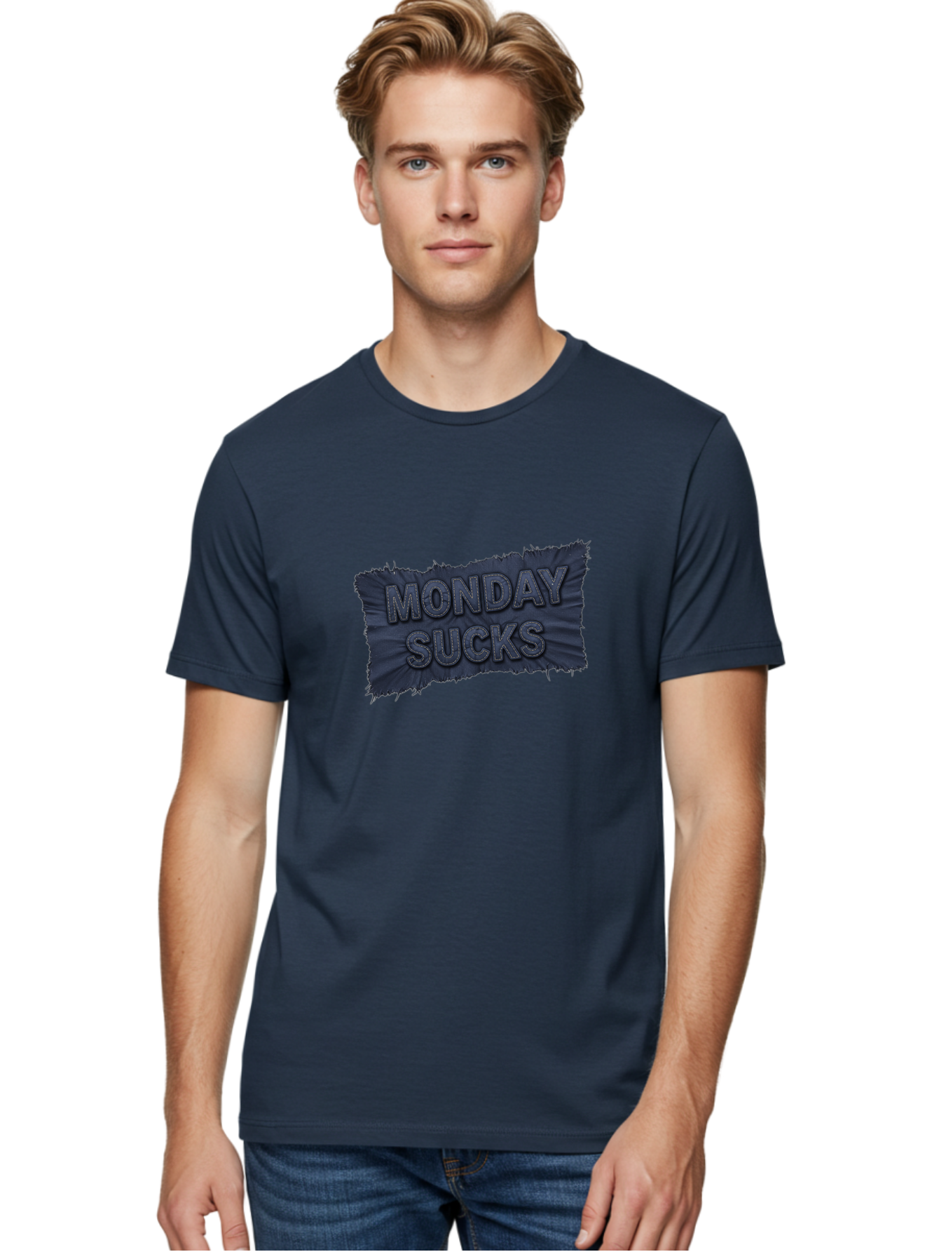 Monday-Sucks Men'S Graphic Tee, 100% Cotton, Comfortable Casual Summer Wear, Machine Washable, Motivation, Monday Blues, Negative Vibes, Motivational Quote, Funny Saying, Humor, Meme, Grunge Style, Bold Text, Inspirational Phrase Bae535