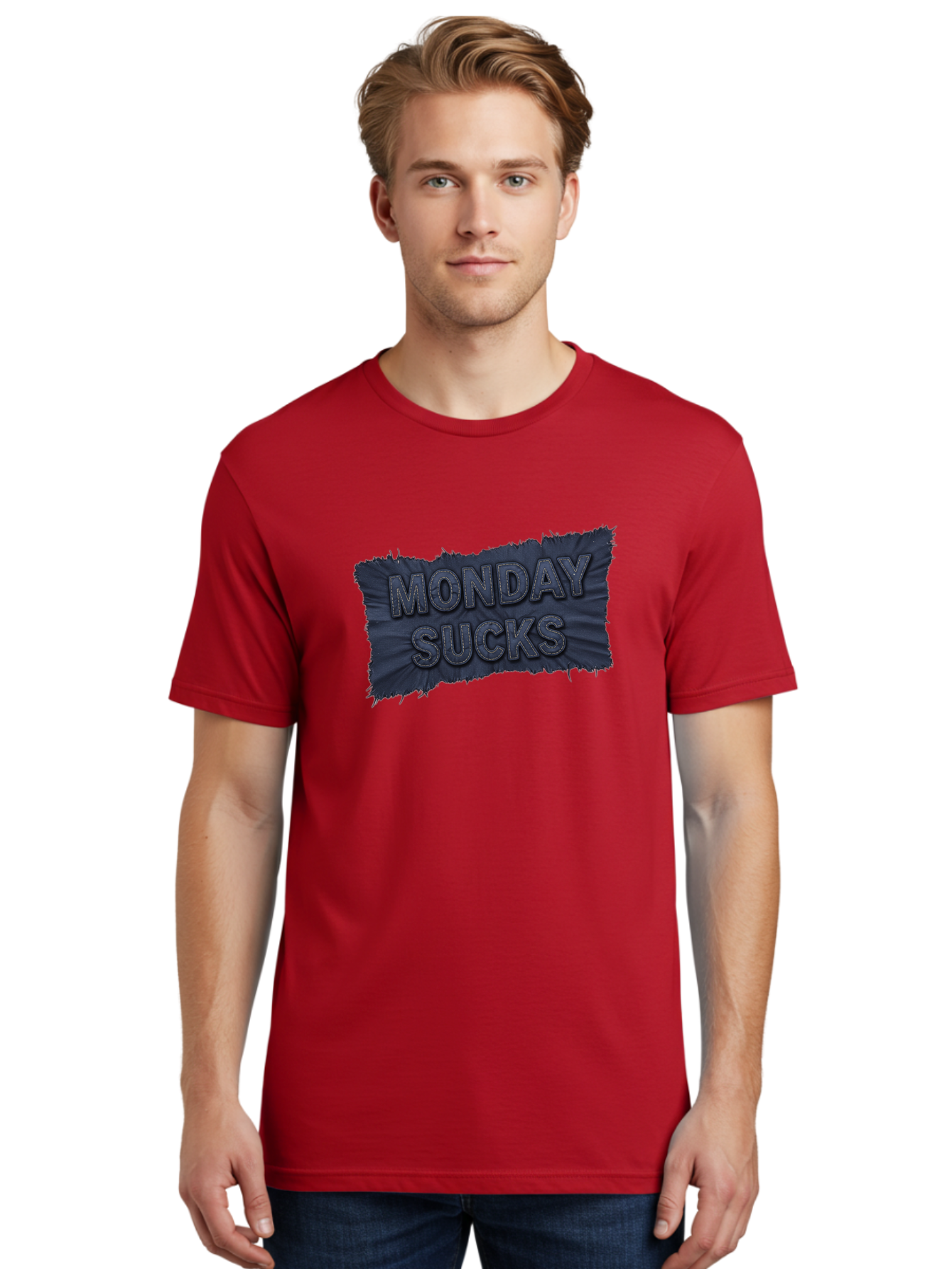 Monday-Sucks Men'S Graphic Tee, 100% Cotton, Comfortable Casual Summer Wear, Machine Washable, Motivation, Monday Blues, Negative Vibes, Motivational Quote, Funny Saying, Humor, Meme, Grunge Style, Bold Text, Inspirational Phrase Bae535