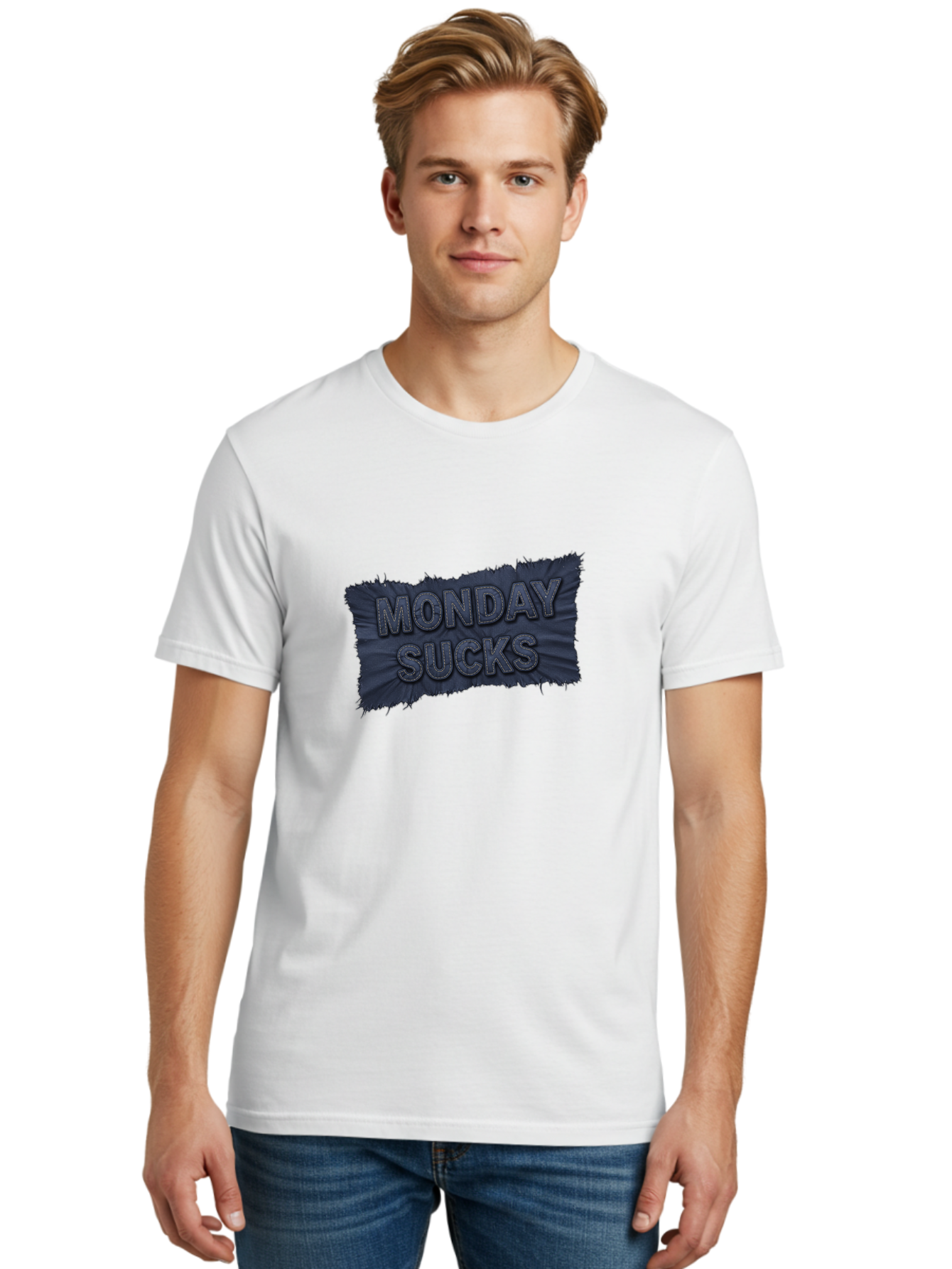 Monday-Sucks Men'S Graphic Tee, 100% Cotton, Comfortable Casual Summer Wear, Machine Washable, Motivation, Monday Blues, Negative Vibes, Motivational Quote, Funny Saying, Humor, Meme, Grunge Style, Bold Text, Inspirational Phrase Bae535