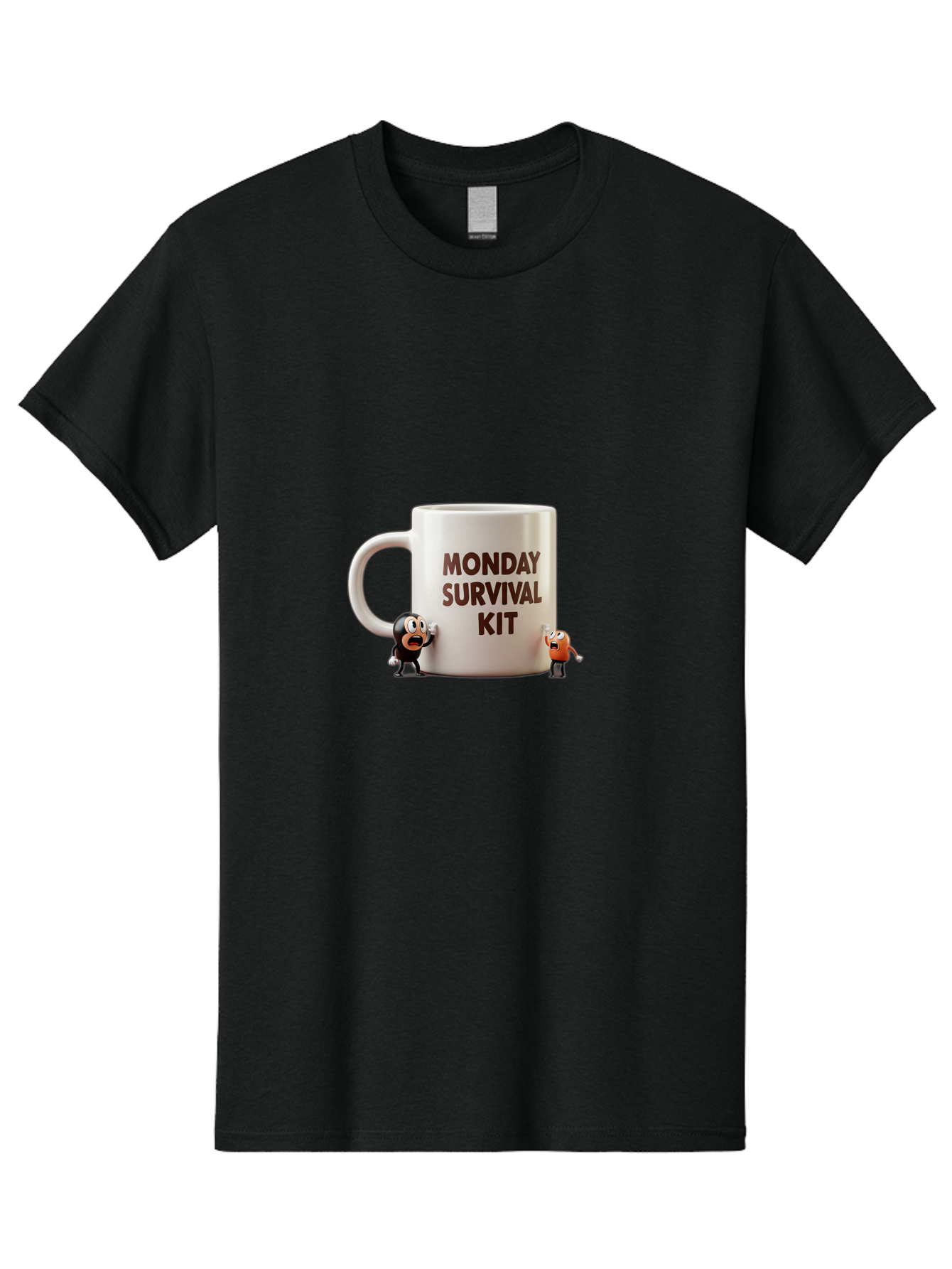 Monday-Survival-Kit-1 Men'S Graphic Tee, 100% Cotton, Comfortable Casual Summer Wear, Machine Washable, Coffee Mug, Monday Motivation, Survival Kit, Cartoon Characters, Humorous Design, Funny Coffee Cup, Quirky Illustration, Stress Relief Bae536