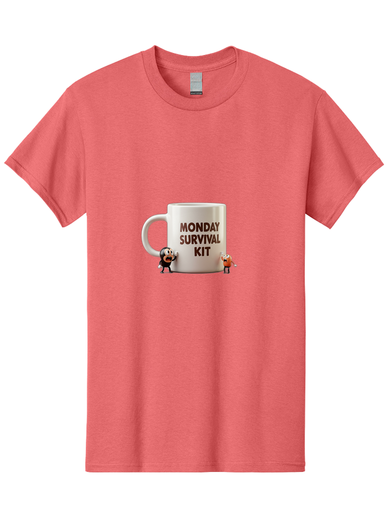 Monday-Survival-Kit-1 Men'S Graphic Tee, 100% Cotton, Comfortable Casual Summer Wear, Machine Washable, Coffee Mug, Monday Motivation, Survival Kit, Cartoon Characters, Humorous Design, Funny Coffee Cup, Quirky Illustration, Stress Relief Bae536