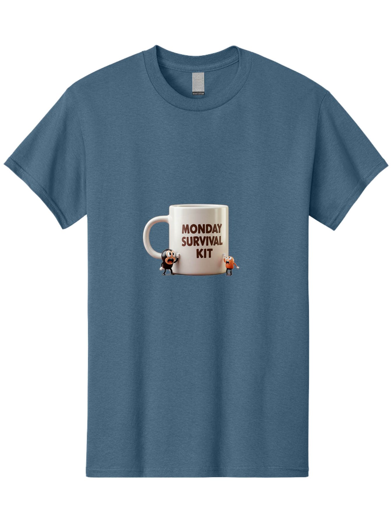 Monday-Survival-Kit-1 Men'S Graphic Tee, 100% Cotton, Comfortable Casual Summer Wear, Machine Washable, Coffee Mug, Monday Motivation, Survival Kit, Cartoon Characters, Humorous Design, Funny Coffee Cup, Quirky Illustration, Stress Relief Bae536