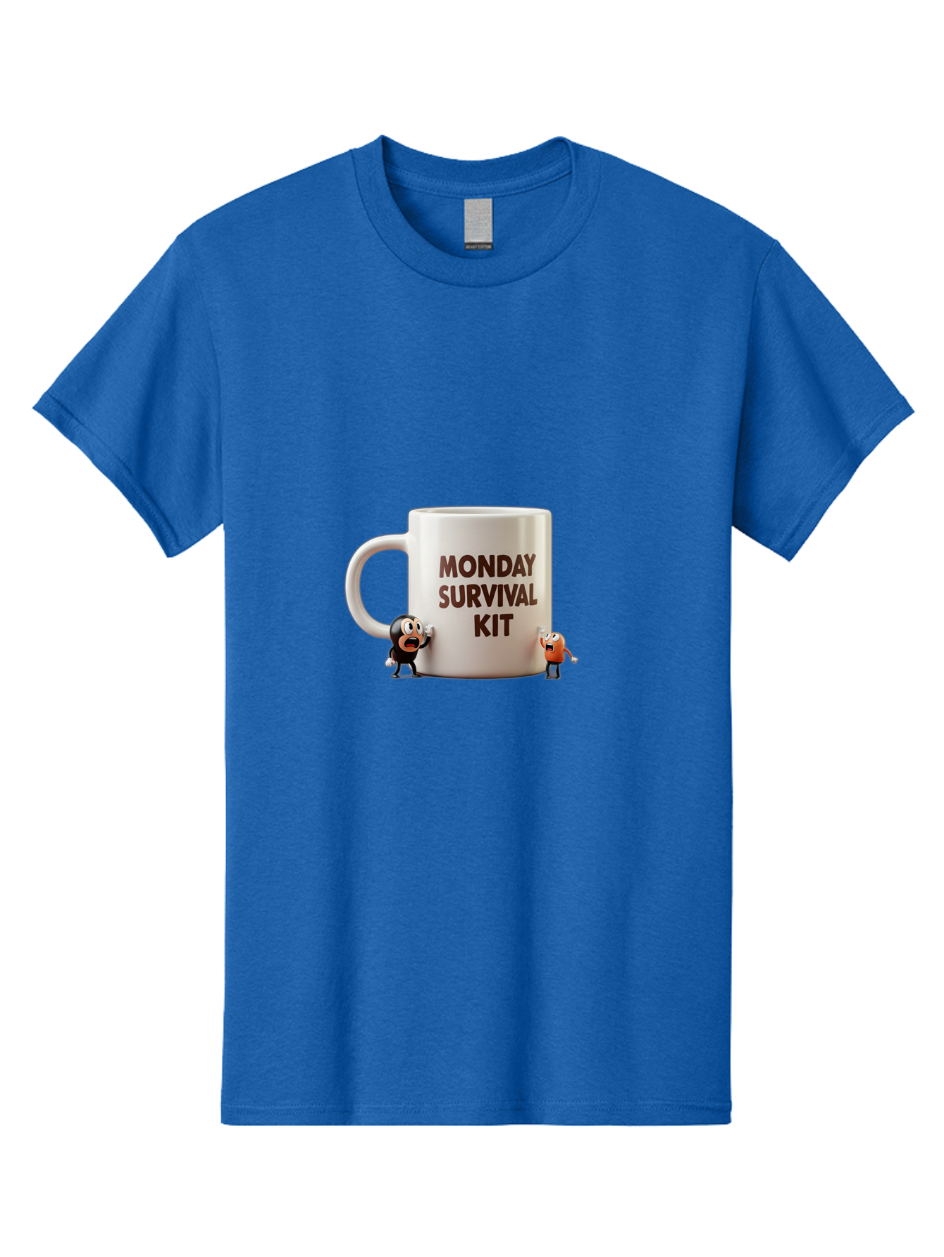 Monday-Survival-Kit-1 Men'S Graphic Tee, 100% Cotton, Comfortable Casual Summer Wear, Machine Washable, Coffee Mug, Monday Motivation, Survival Kit, Cartoon Characters, Humorous Design, Funny Coffee Cup, Quirky Illustration, Stress Relief Bae536