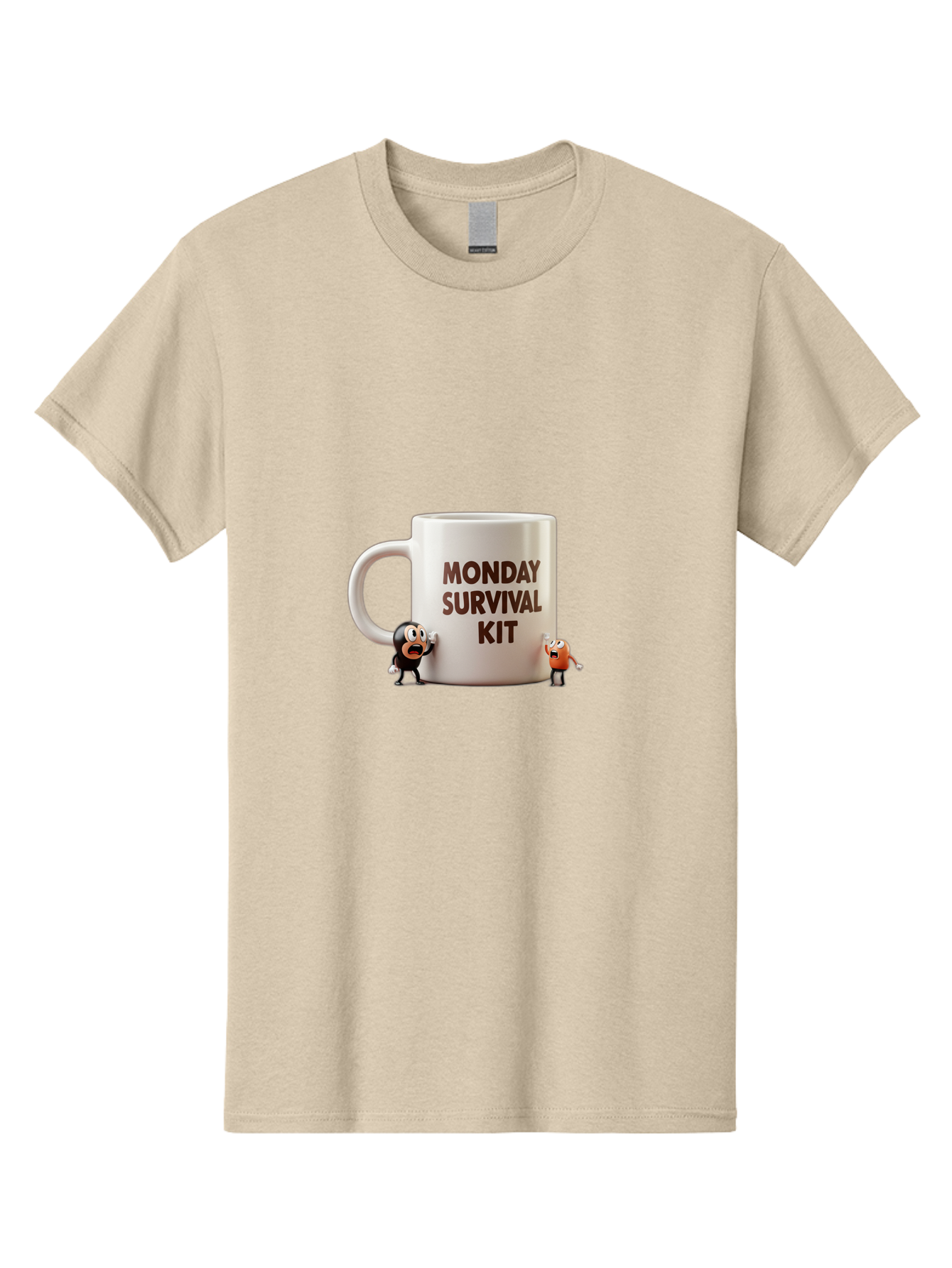 Monday-Survival-Kit-1 Men'S Graphic Tee, 100% Cotton, Comfortable Casual Summer Wear, Machine Washable, Coffee Mug, Monday Motivation, Survival Kit, Cartoon Characters, Humorous Design, Funny Coffee Cup, Quirky Illustration, Stress Relief Bae536