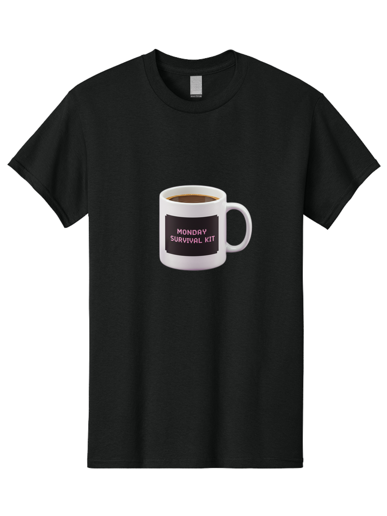 Monday-Survival-Kit-2 Men'S Graphic Tee, 100% Cotton, Comfortable Casual Summer Wear, Machine Washable, Coffee Mug, Monday Motivation, Survival Kit, Morning Coffee, Monday Blues, Funny Mug, Office Humor, Coworker Gift, Coffee Break Bae537