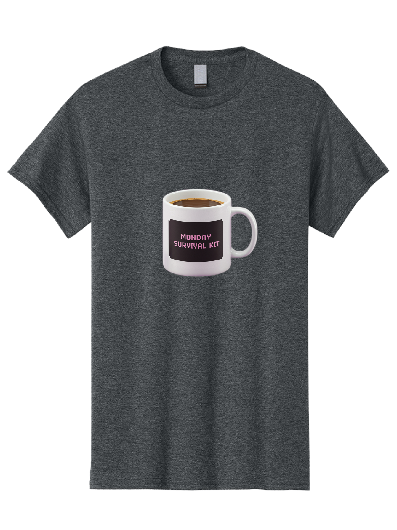 Monday-Survival-Kit-2 Men'S Graphic Tee, 100% Cotton, Comfortable Casual Summer Wear, Machine Washable, Coffee Mug, Monday Motivation, Survival Kit, Morning Coffee, Monday Blues, Funny Mug, Office Humor, Coworker Gift, Coffee Break Bae537