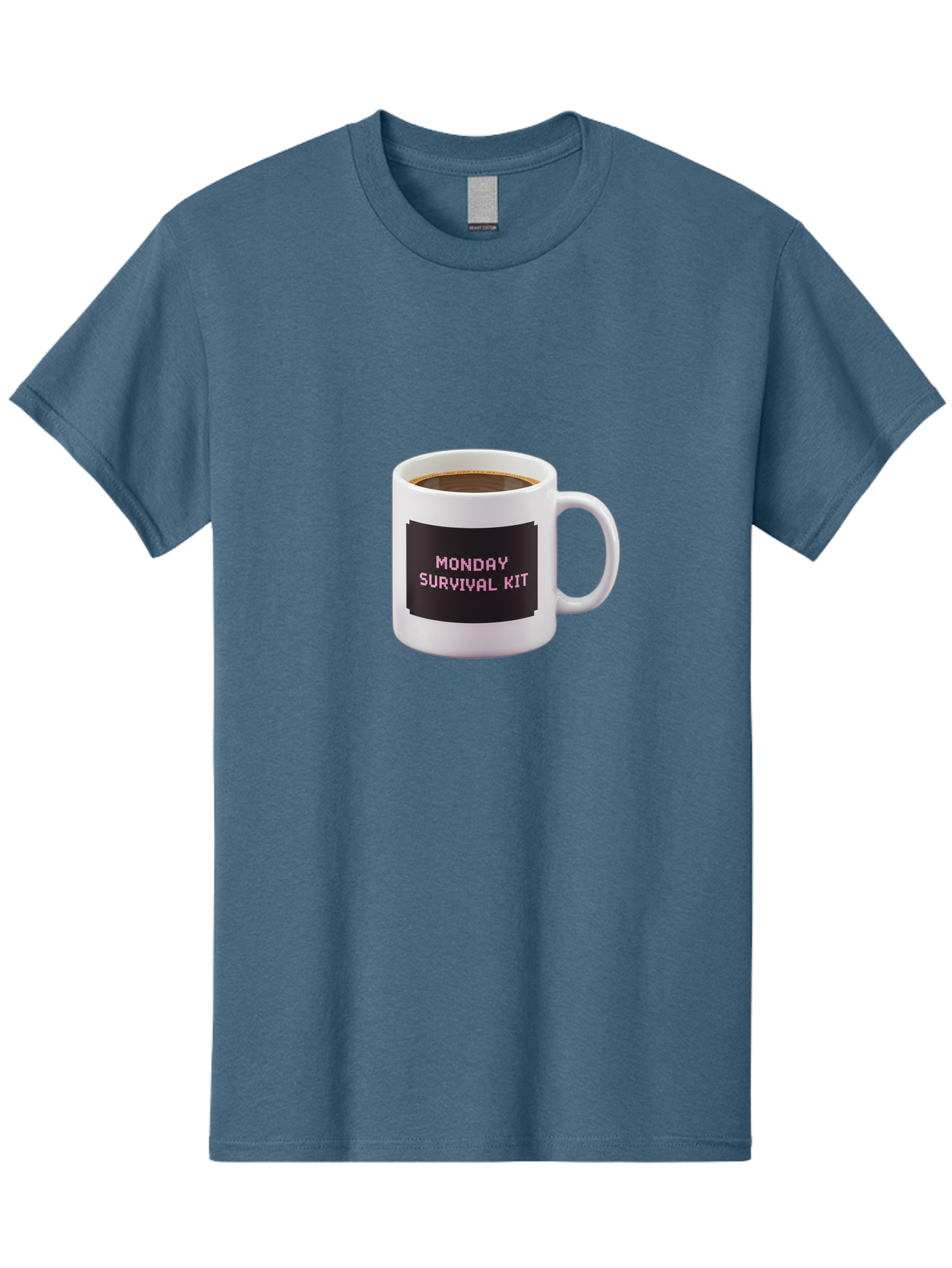 Monday-Survival-Kit-2 Men'S Graphic Tee, 100% Cotton, Comfortable Casual Summer Wear, Machine Washable, Coffee Mug, Monday Motivation, Survival Kit, Morning Coffee, Monday Blues, Funny Mug, Office Humor, Coworker Gift, Coffee Break Bae537