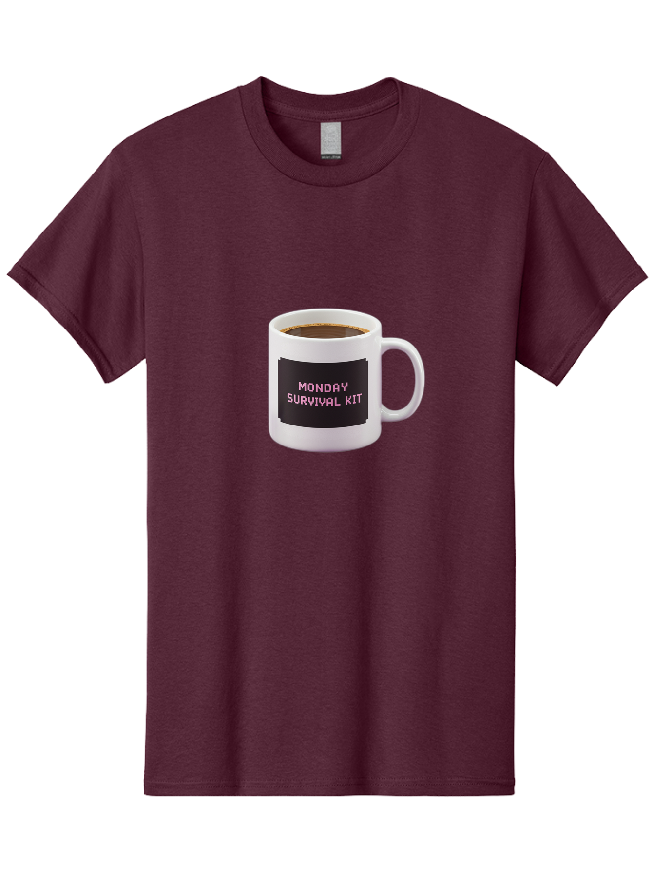 Monday-Survival-Kit-2 Men'S Graphic Tee, 100% Cotton, Comfortable Casual Summer Wear, Machine Washable, Coffee Mug, Monday Motivation, Survival Kit, Morning Coffee, Monday Blues, Funny Mug, Office Humor, Coworker Gift, Coffee Break Bae537