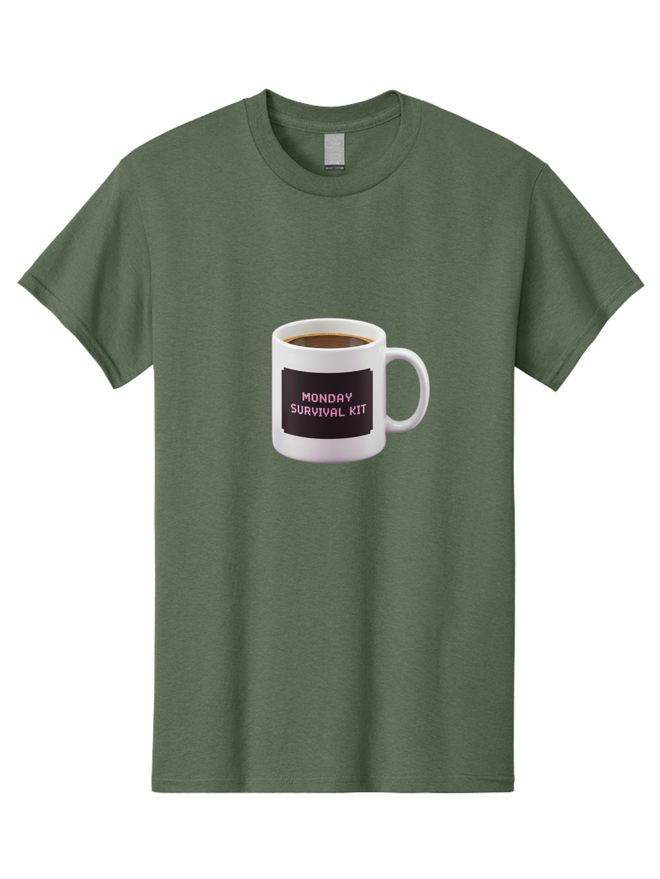 Monday-Survival-Kit-2 Men'S Graphic Tee, 100% Cotton, Comfortable Casual Summer Wear, Machine Washable, Coffee Mug, Monday Motivation, Survival Kit, Morning Coffee, Monday Blues, Funny Mug, Office Humor, Coworker Gift, Coffee Break Bae537