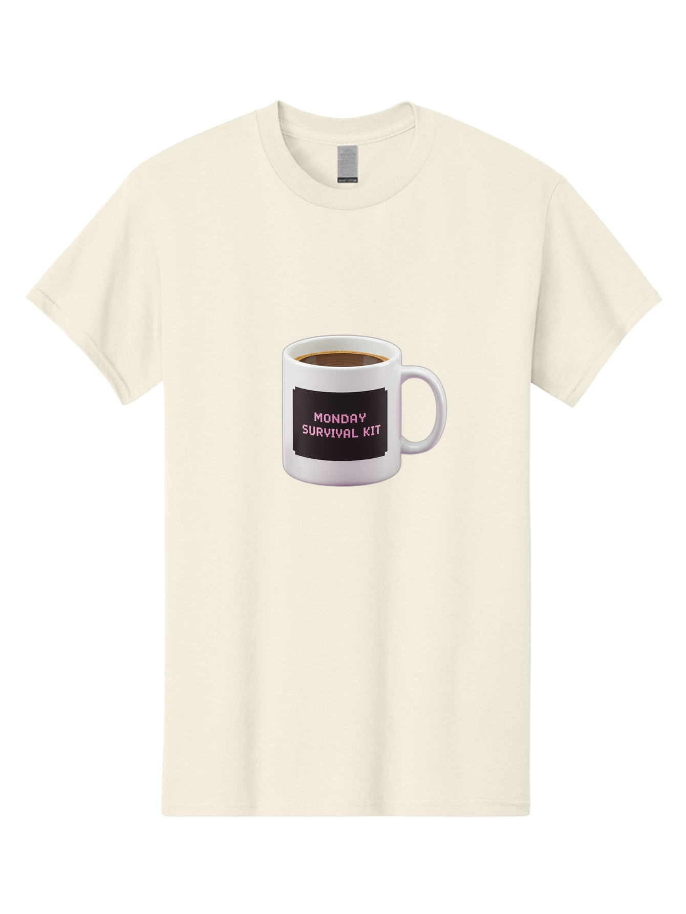 Monday-Survival-Kit-2 Men'S Graphic Tee, 100% Cotton, Comfortable Casual Summer Wear, Machine Washable, Coffee Mug, Monday Motivation, Survival Kit, Morning Coffee, Monday Blues, Funny Mug, Office Humor, Coworker Gift, Coffee Break Bae537