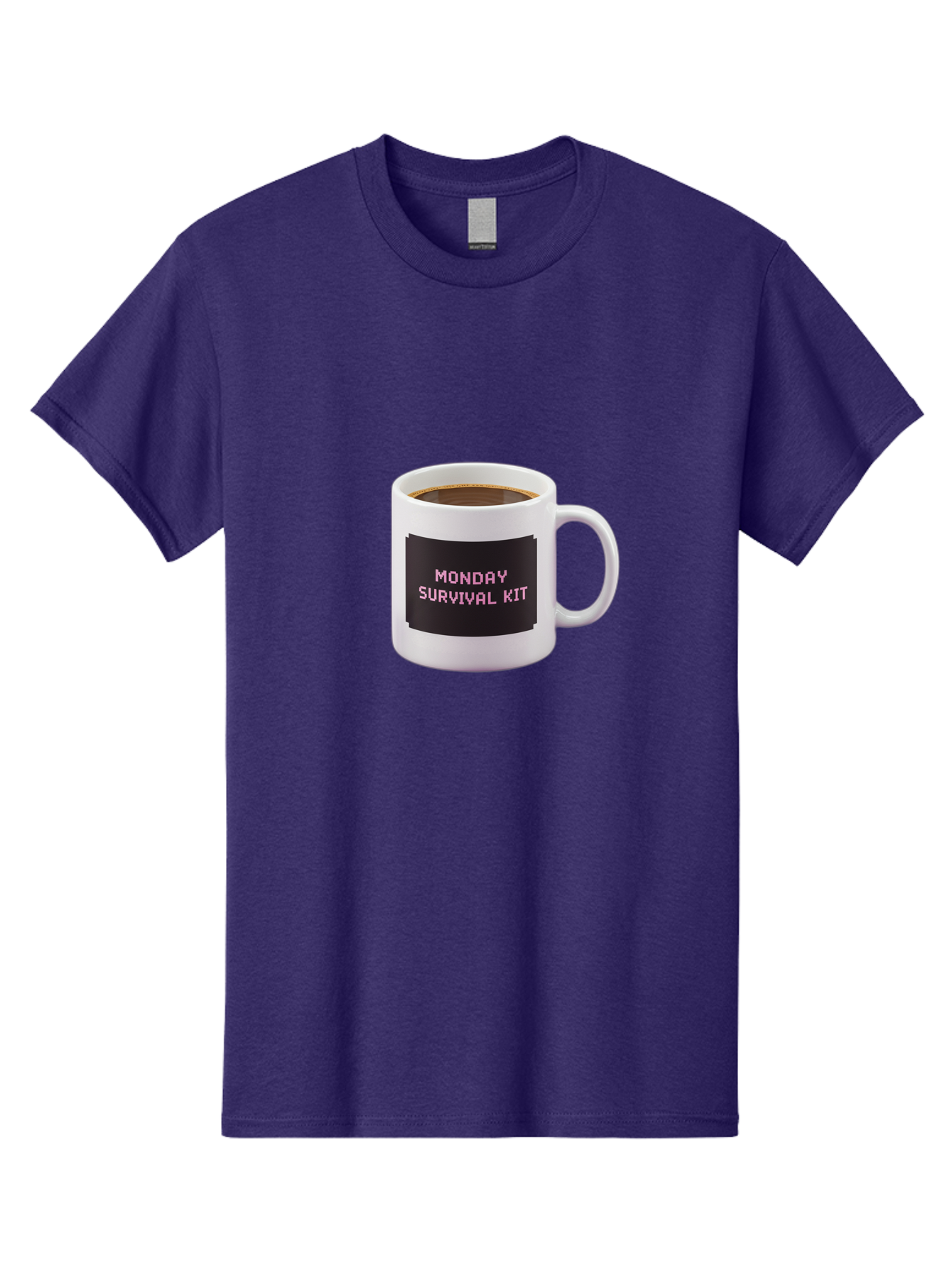 Monday-Survival-Kit-2 Men'S Graphic Tee, 100% Cotton, Comfortable Casual Summer Wear, Machine Washable, Coffee Mug, Monday Motivation, Survival Kit, Morning Coffee, Monday Blues, Funny Mug, Office Humor, Coworker Gift, Coffee Break Bae537