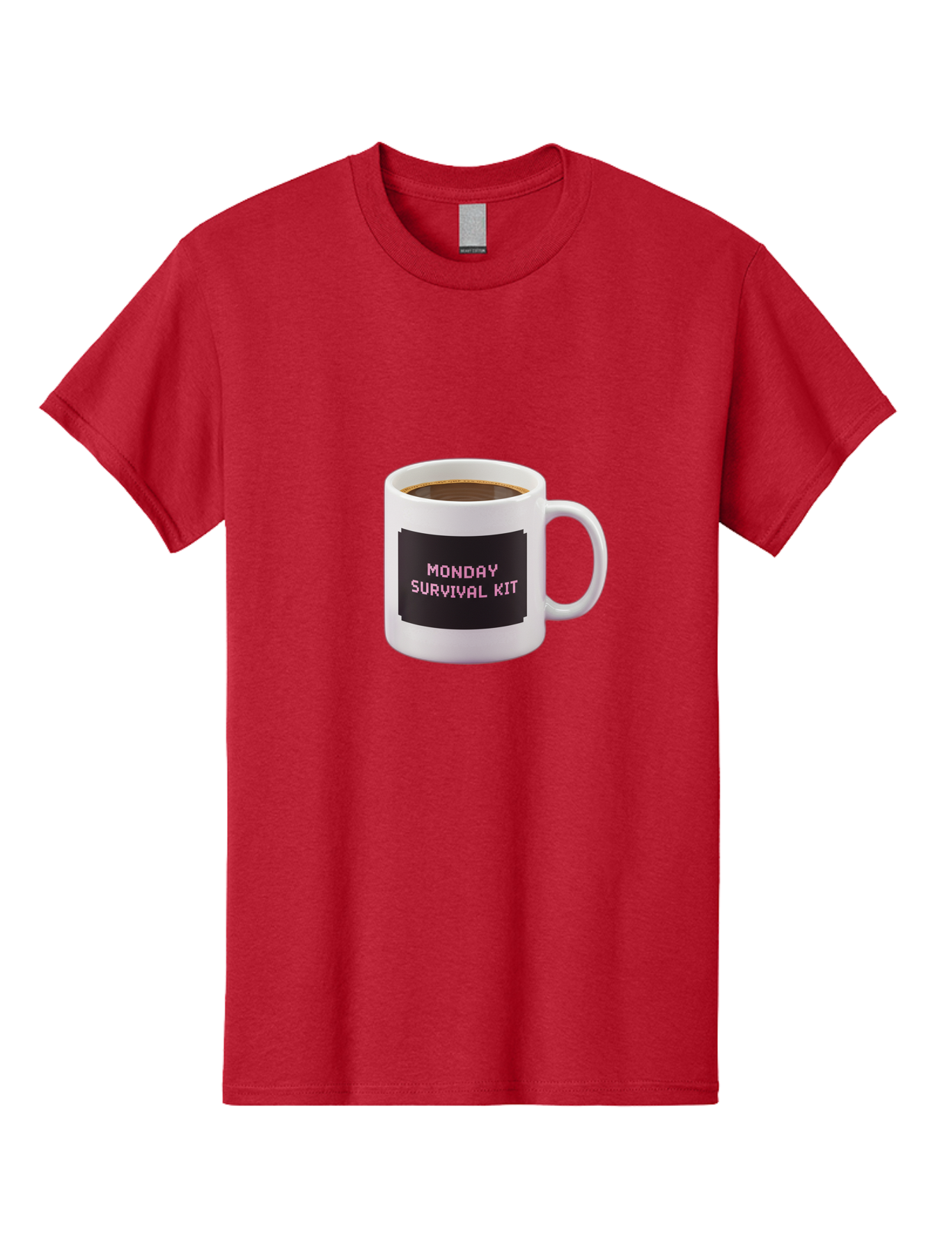 Monday-Survival-Kit-2 Men'S Graphic Tee, 100% Cotton, Comfortable Casual Summer Wear, Machine Washable, Coffee Mug, Monday Motivation, Survival Kit, Morning Coffee, Monday Blues, Funny Mug, Office Humor, Coworker Gift, Coffee Break Bae537